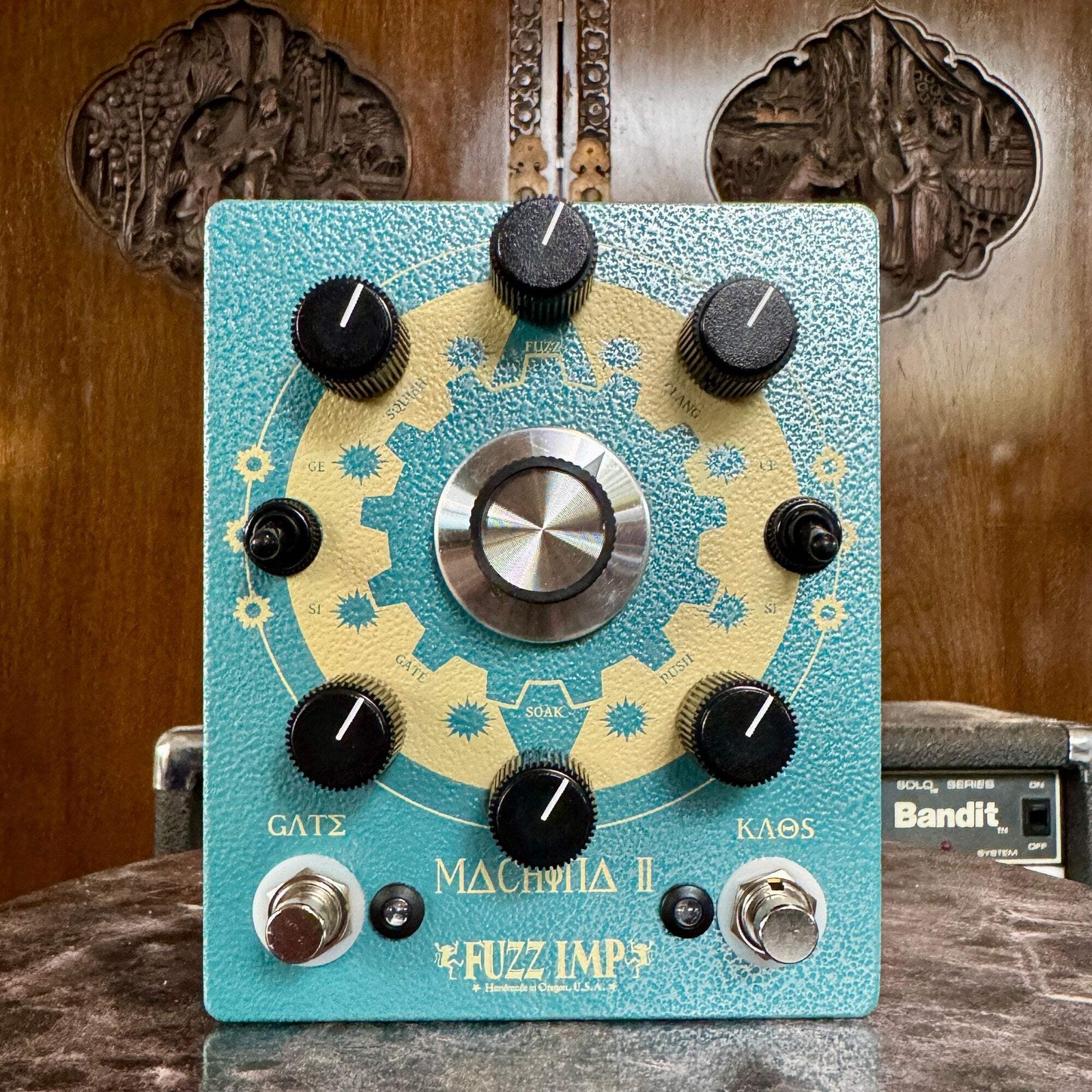 Fuzz Imp Machina II Deluxe Germanium Hybrid Fuzz Guitar Pedal Hammered Teal Encl