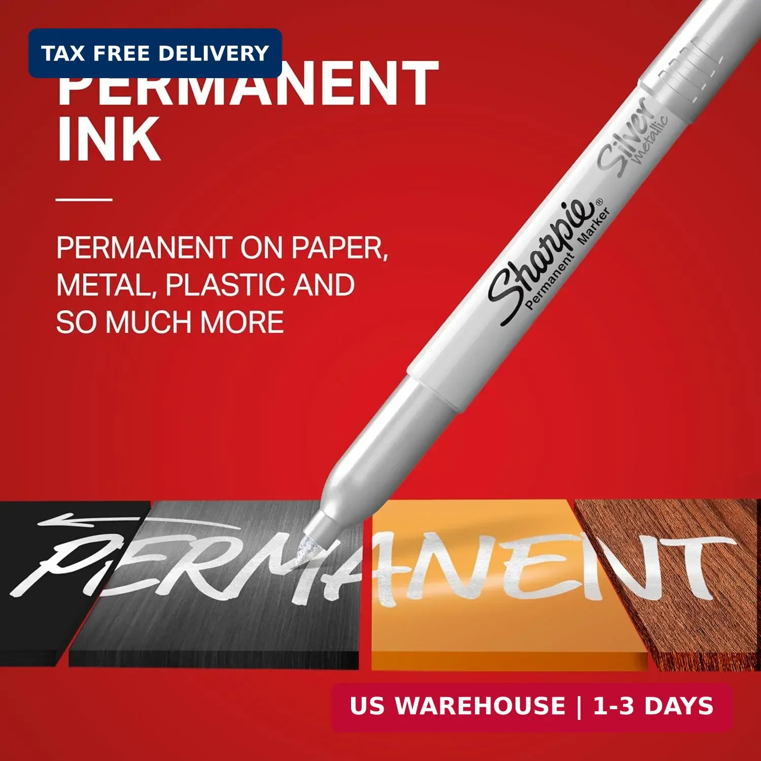 Sharpie Metallic Permanent Markers, Fine Point, Silver, 2 Count - For Black Pape