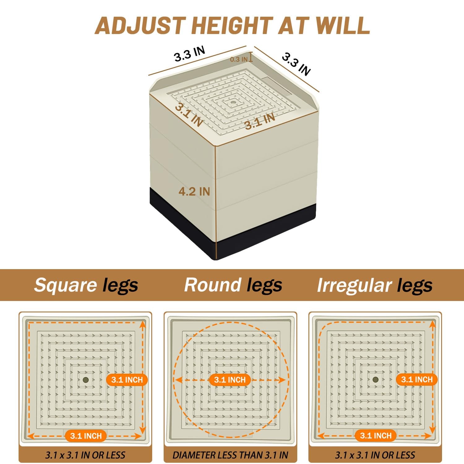 Bed Risers，Heavy Duty 4 Inch Furniture Risers Elevator for Sofa Table and Des...