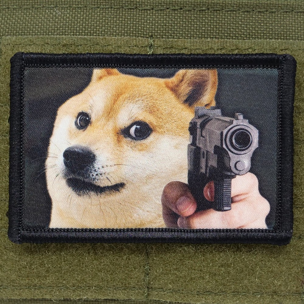 Doge Gun Patch Moral Doggo Meme USA Made Hook & Loop 3x2