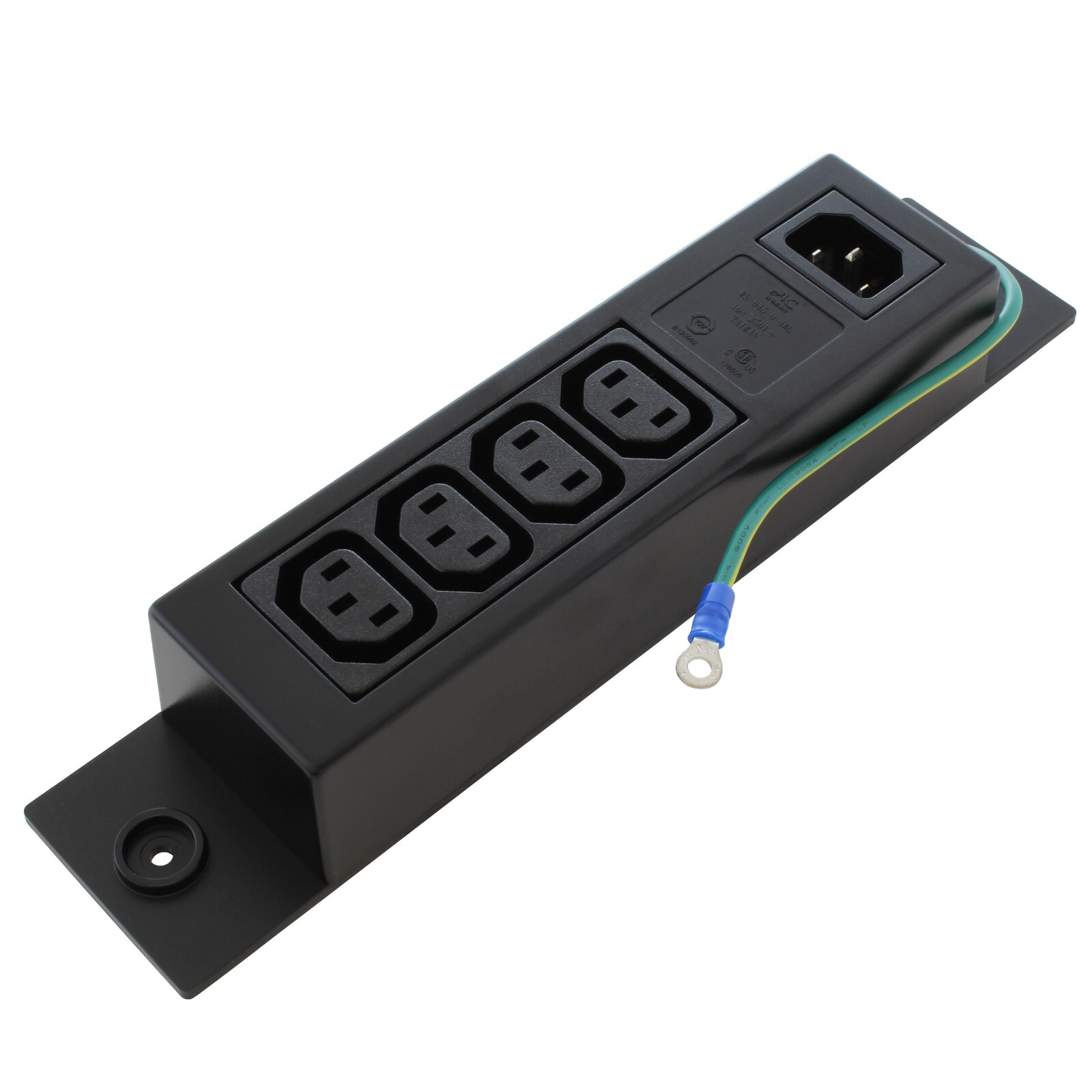 AC WORKS® IEC C14 to (4) C13 IT/Server PDU Power Strip w/ Ground Wire – 7.5"