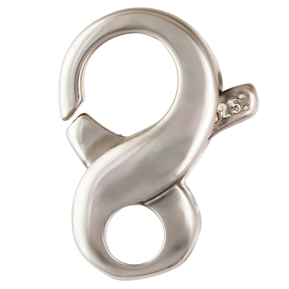 2pc, Sterling Silver Clasp, Infinity Clasp, Figure 8 Lobster Catch, Large,14.5mm