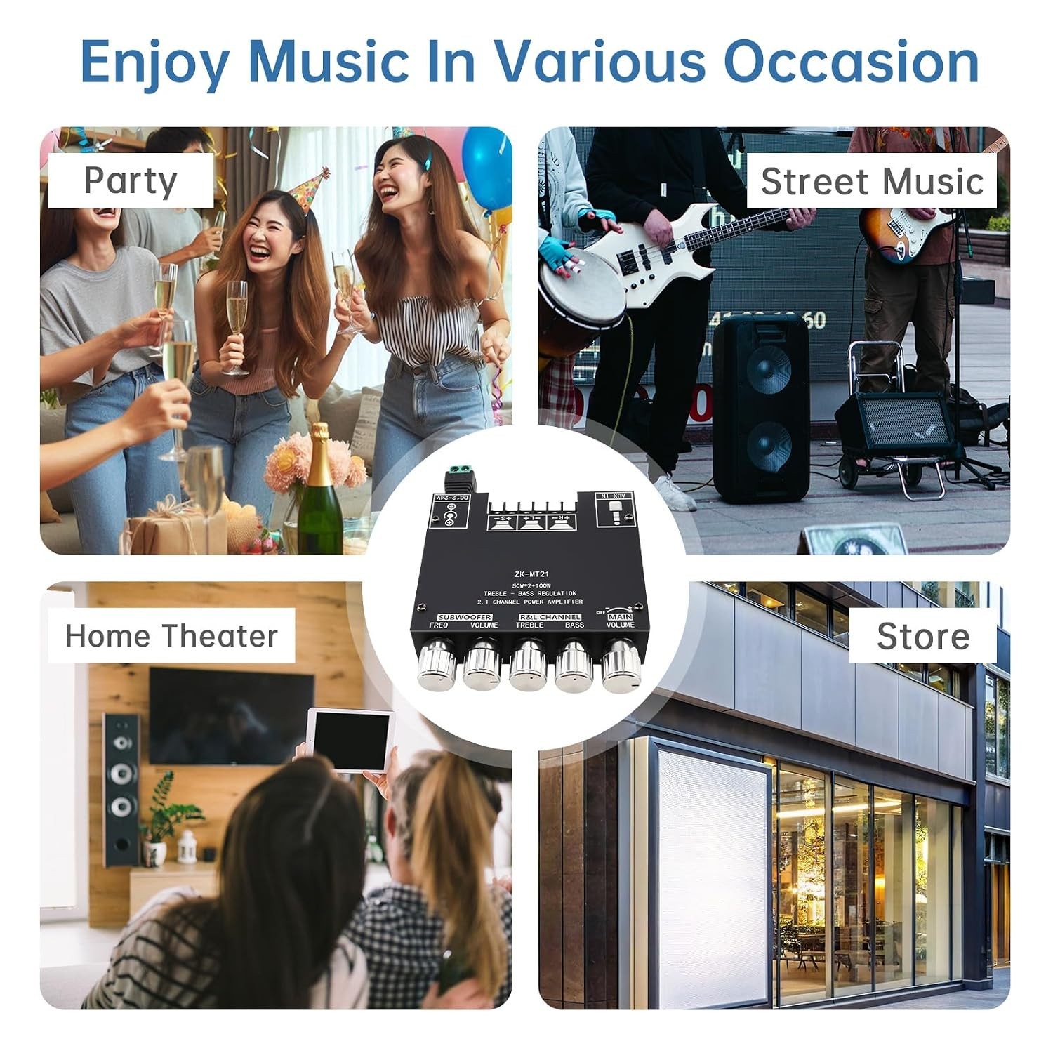 Powerful 200W Mini Bluetooth Amplifier Board with Bass & Treble Control