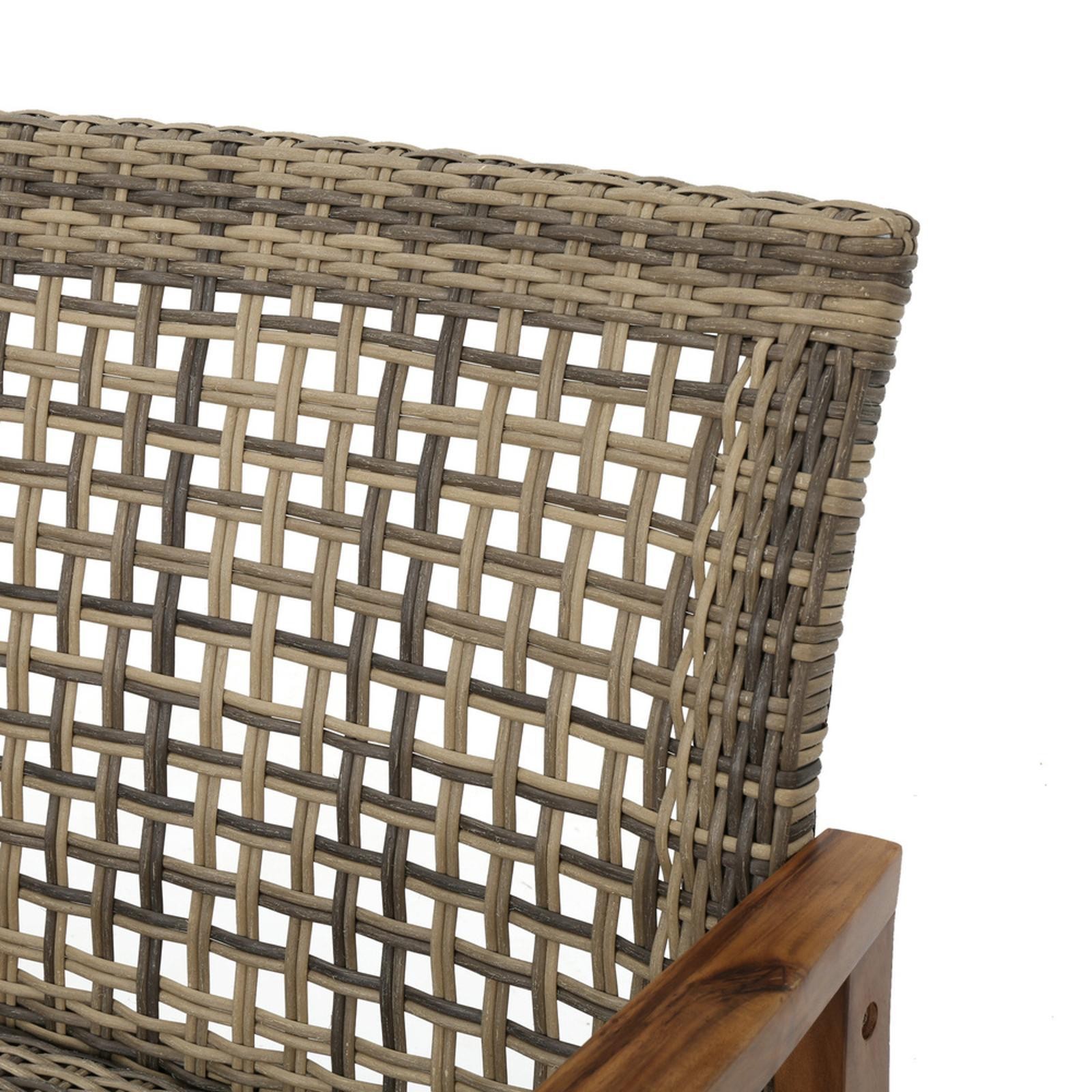 Outdoor Wicker Loveseat - Organic with Sturdy Acacia Wood and Iron Frame,