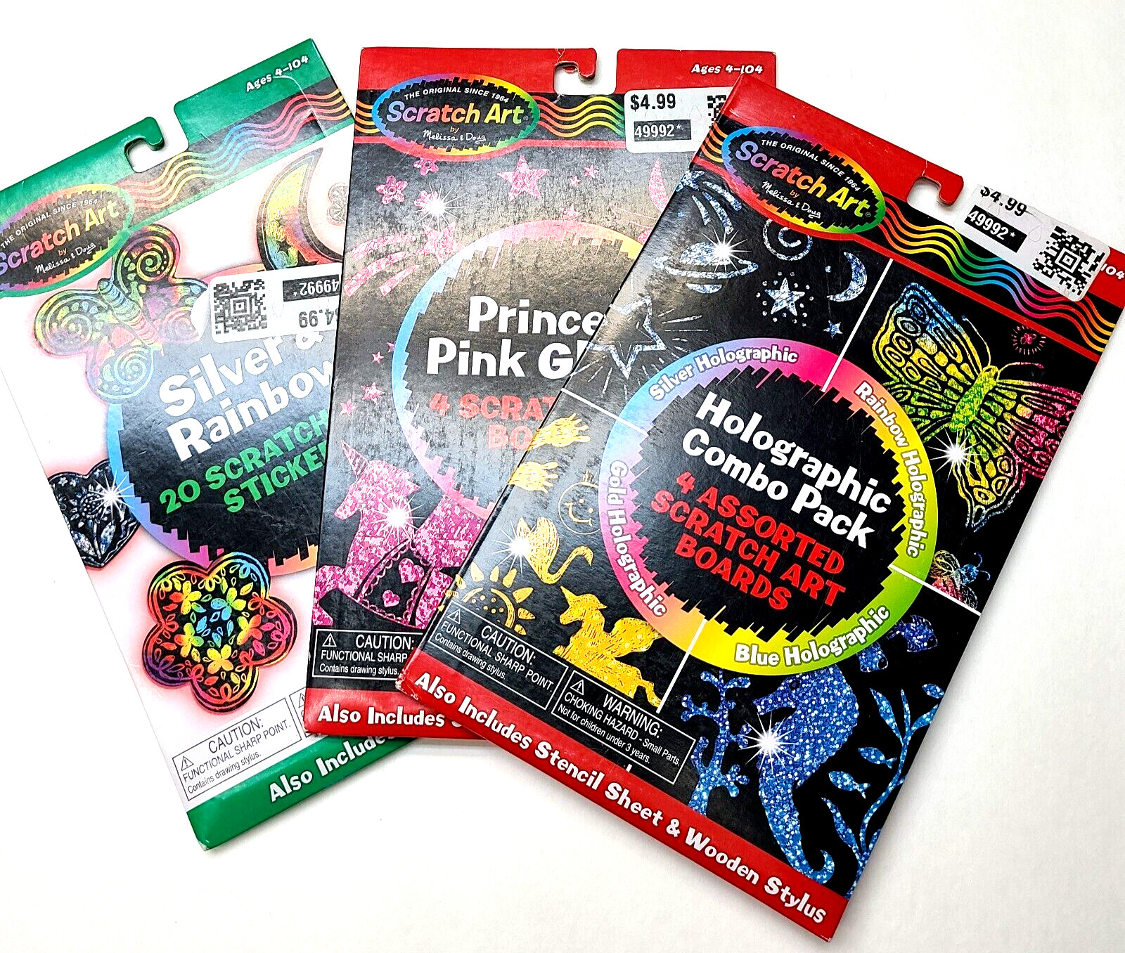 Melissa & Doug Rainbow Scratch Art Boards & Stickers - Lot of 3 Packs