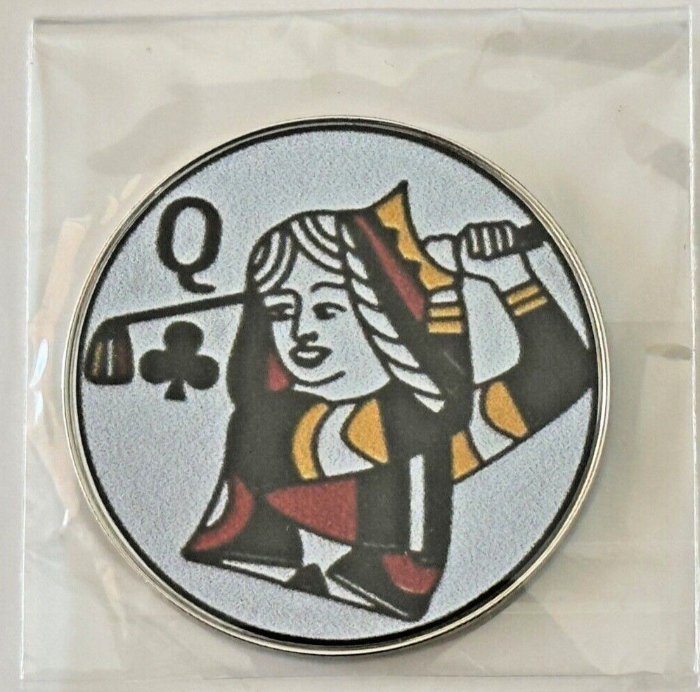 Queen Of Clubs - Pro size 32mm Slim -Golf Ball Marker