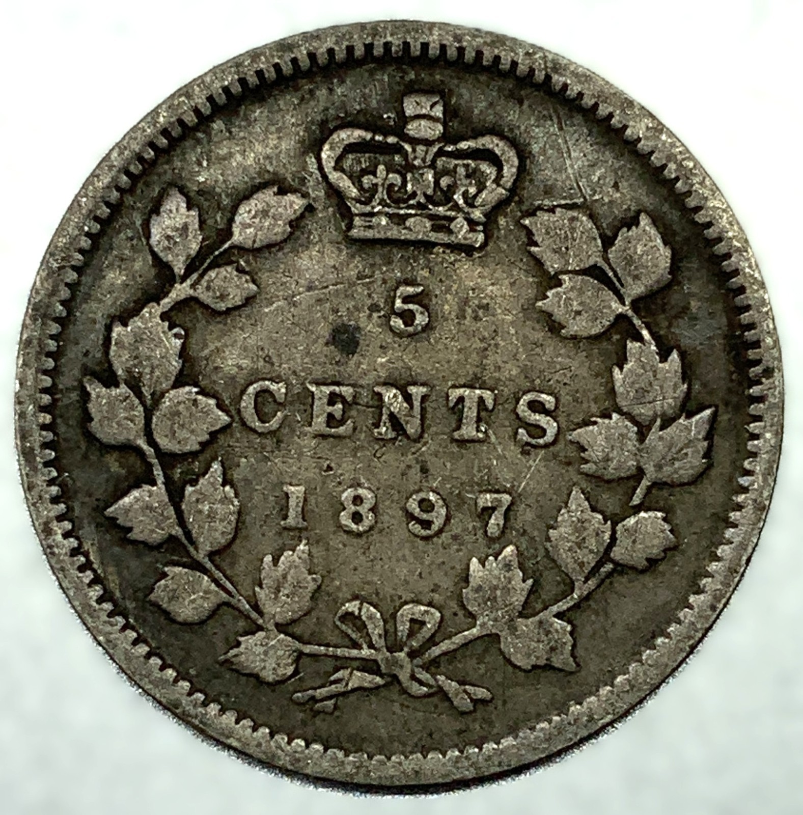 Canada 1897 Five Cents World Silver Coin .925 - 4743