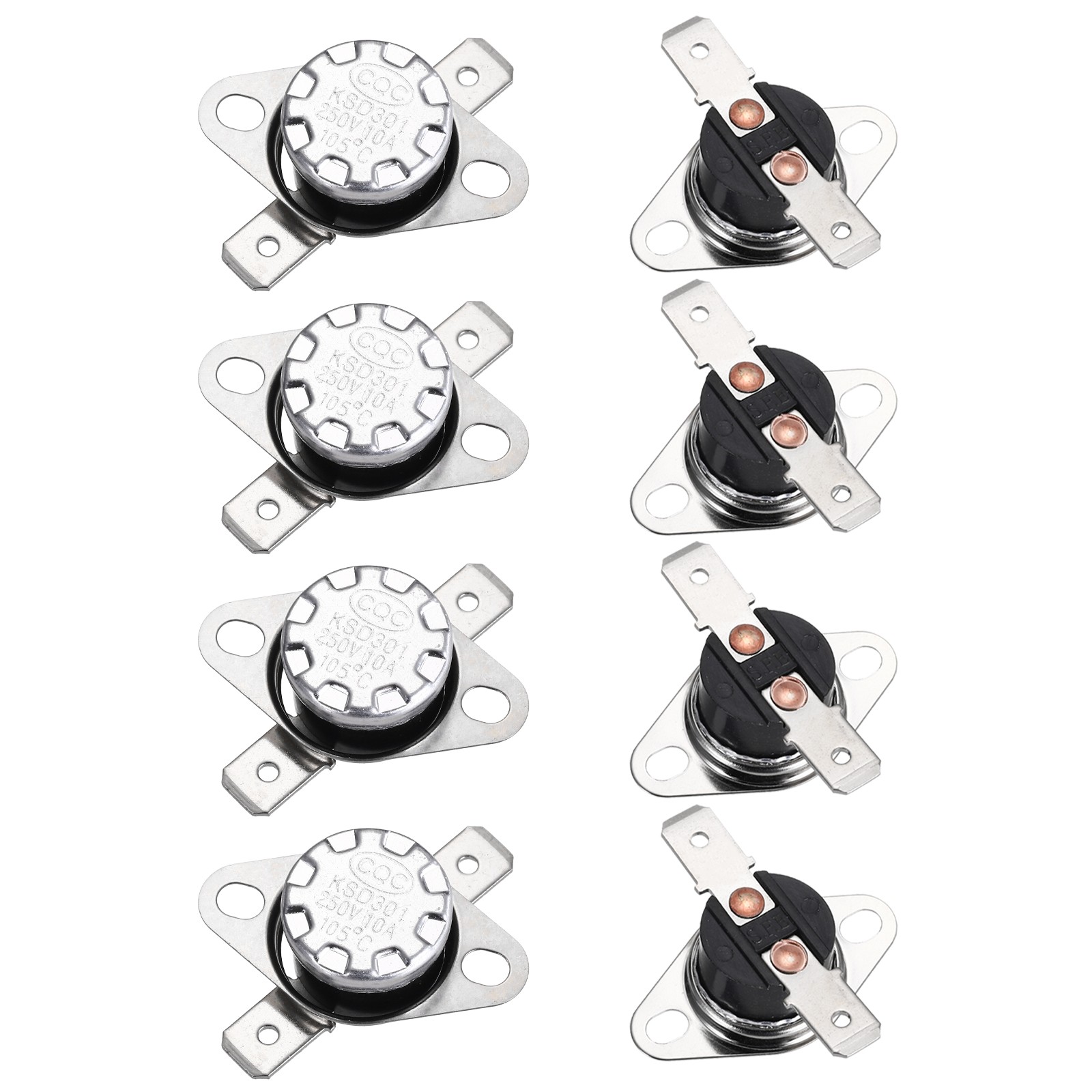 8PCS Temperature Control Switch Thermostat 105°C 10A N.C 6.3mm Pin