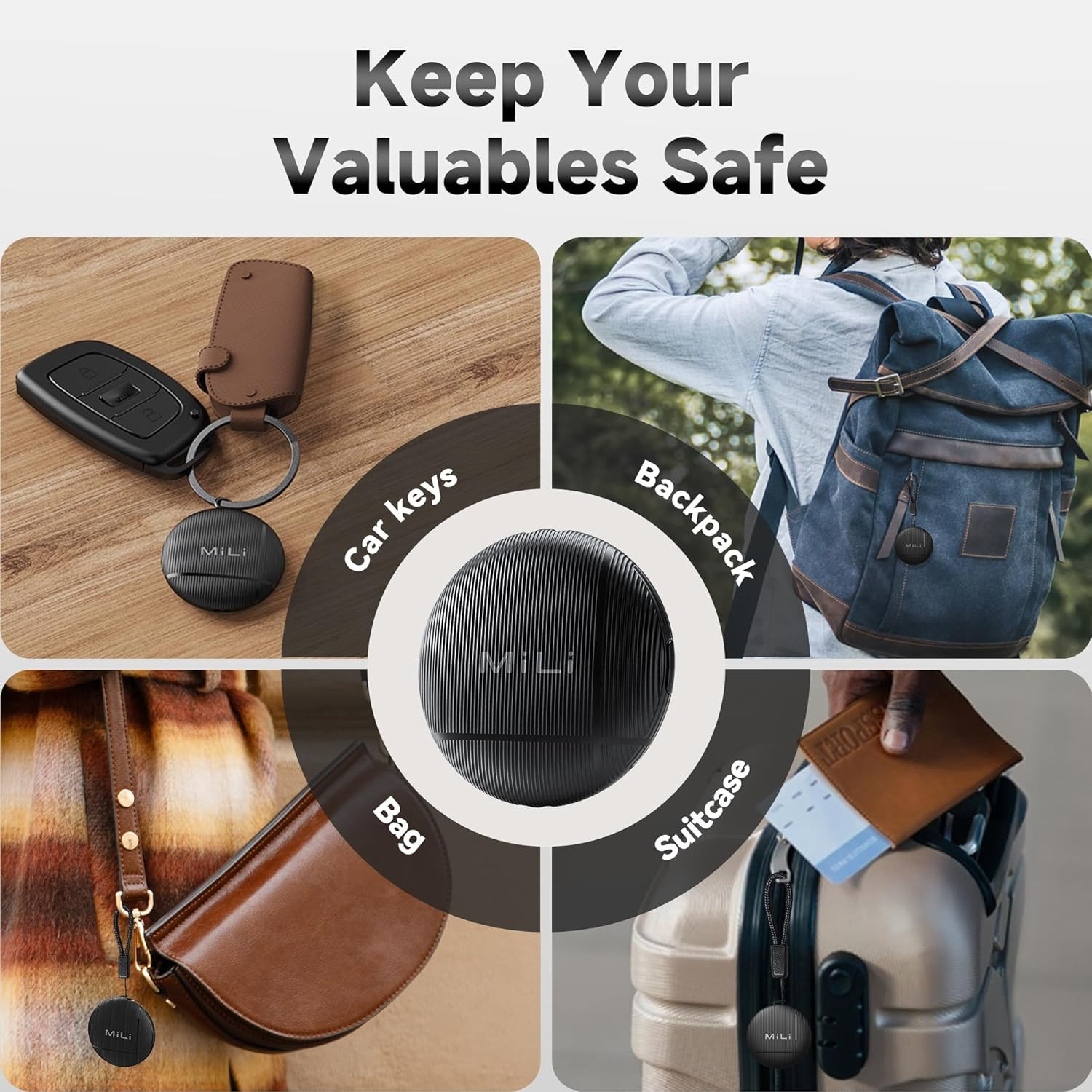 Mili Air Tags for Android 4-Pack, Bluetooth Tracker Tags for Google Find Hub. It