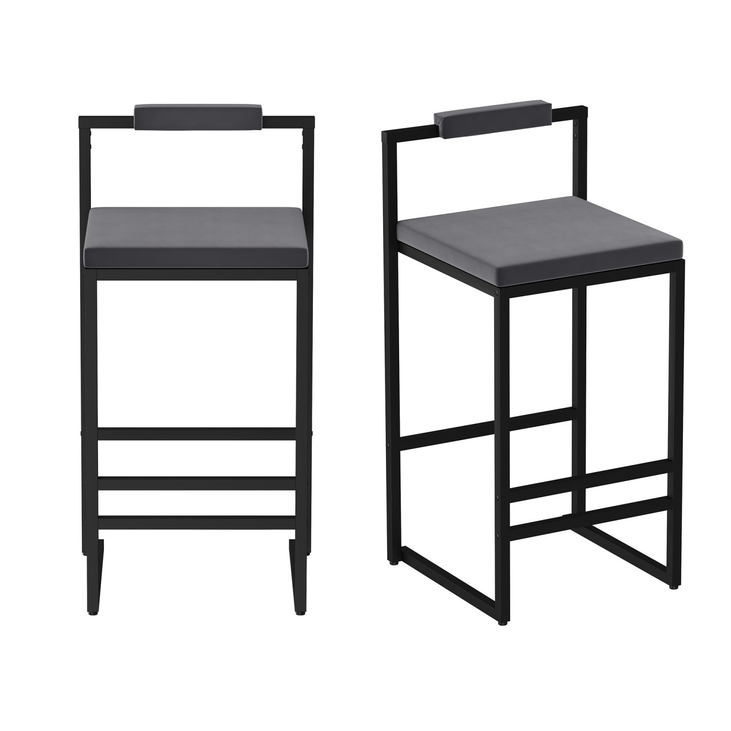 Set of 2 Bar Stools Velvet Upholstered Dining Chair Counter Height Bar Stools
