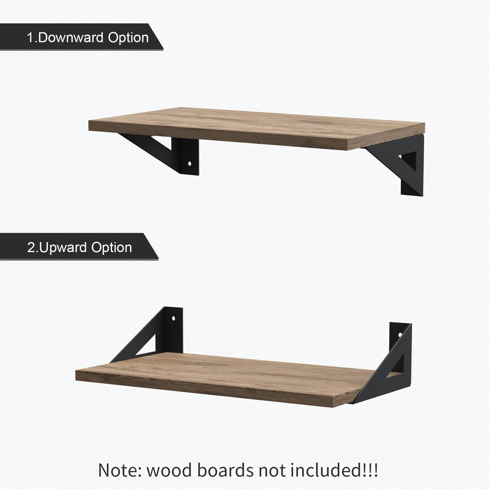 4 Pack 6x3 Inch Matte Black Solid Floating Reversible Heavy Duty Shelf Bracket