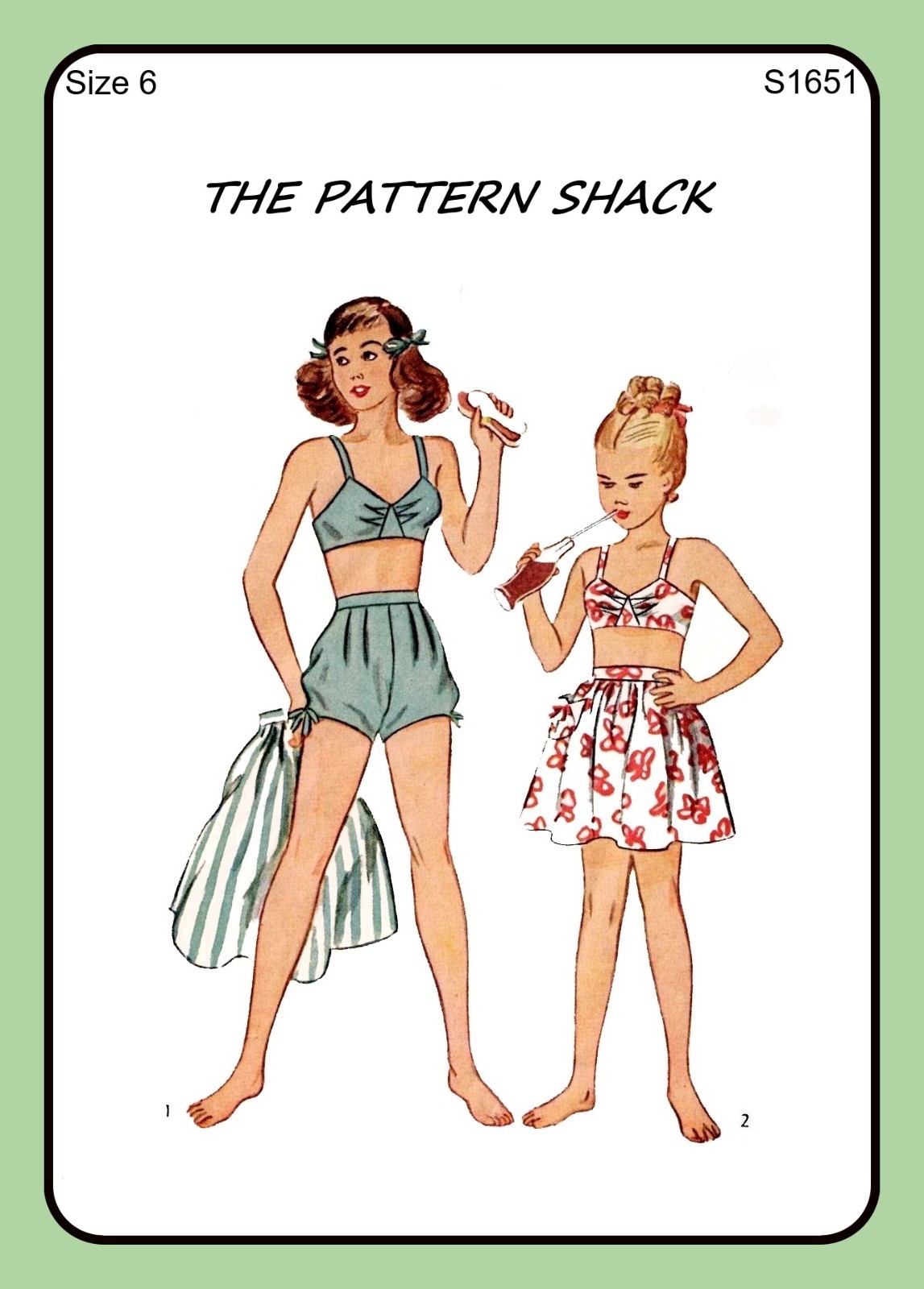 Vintage 1940's Childs BATHING SUIT Pattern w SKIRT Swimsuit Simplicity 1651