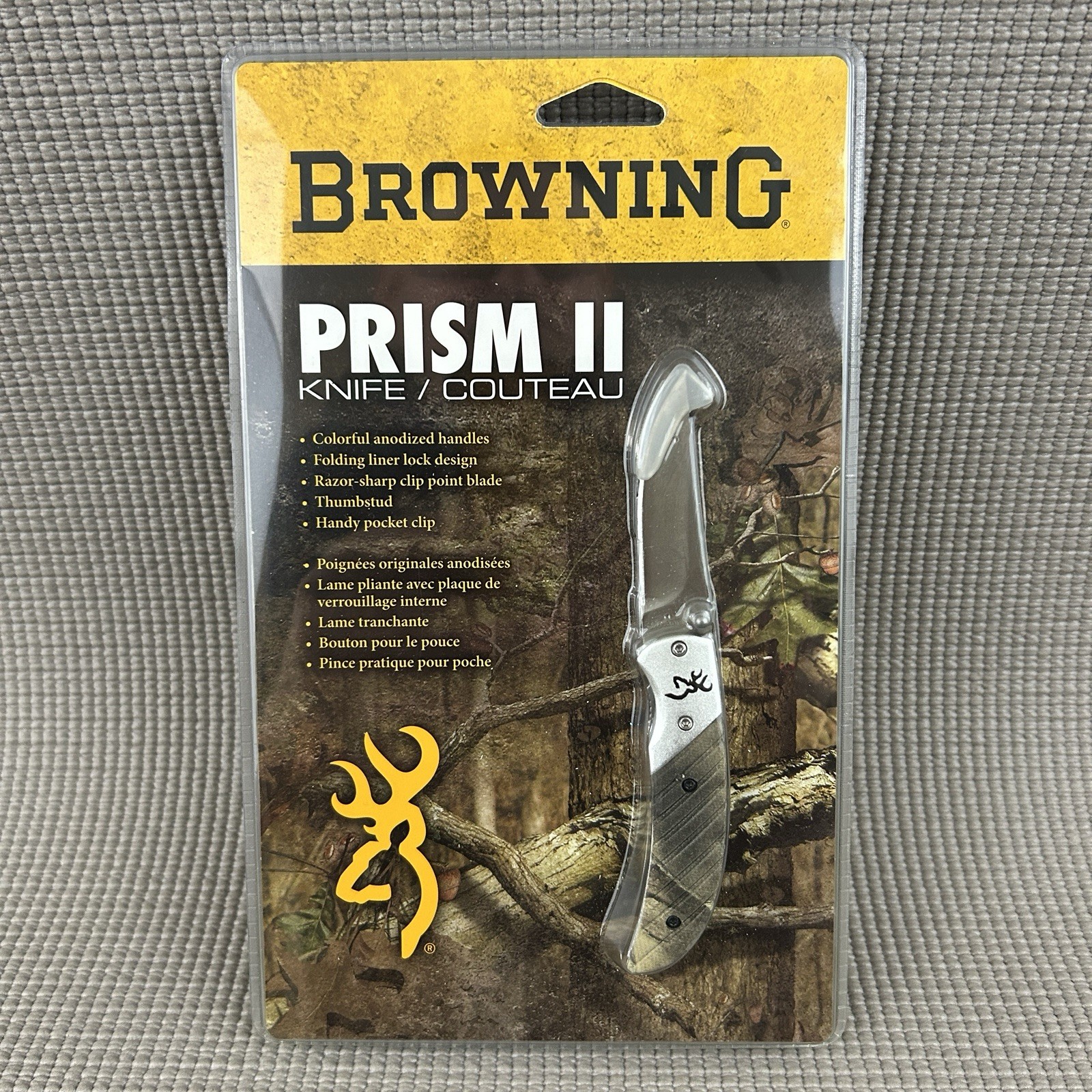 BROWNING Prism II Folding Pocket Knife Liner Lock Clip Point Blade Belt Clip NEW
