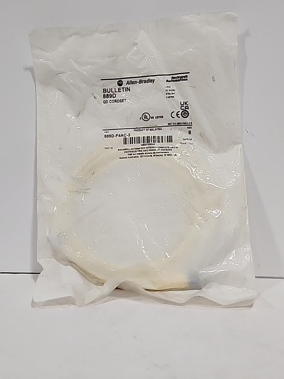 Allen-Bradley 4 Pin DC Micro Straight 3meter 889D-F4AC-3