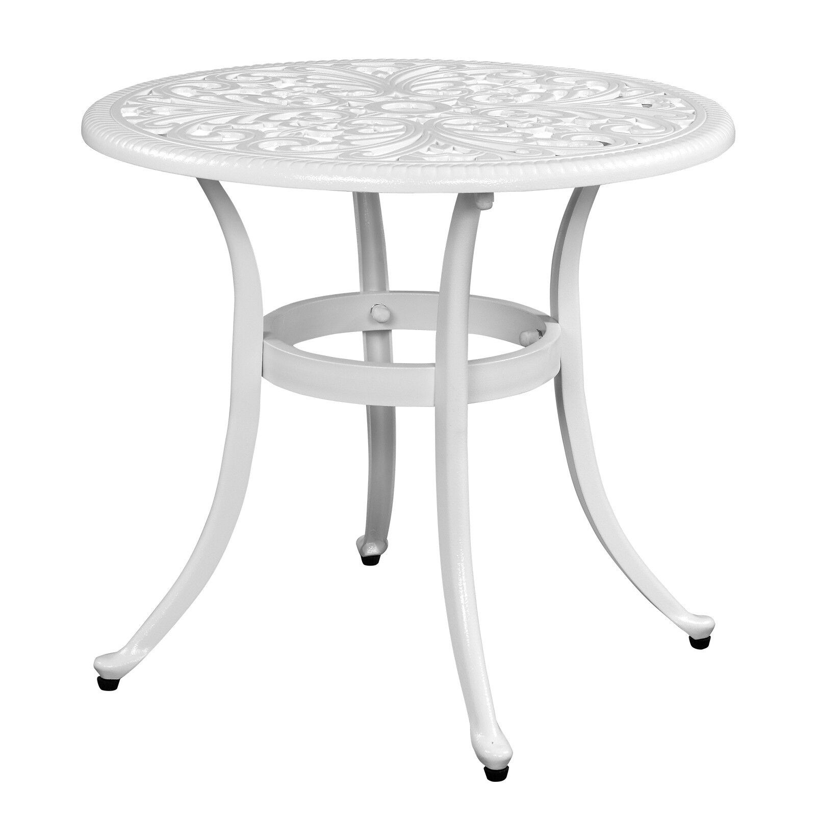 Phoenix Cast Aluminum Round Table Patio End Table Side Table Bar Table White