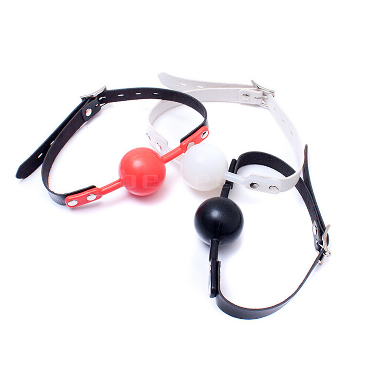 Bondage PU Leather 48mm Large Solid Silicone Open Mouth Gag Oral Harness SM Lock