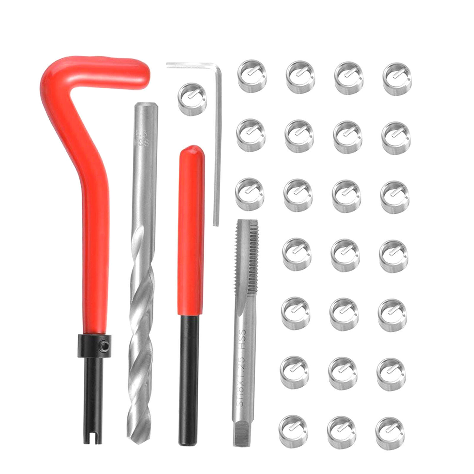 30Pcs M8X1.25mm Metric Thread Repair Insert Kit Helicoil Car Pro Coil Tool C3Q4