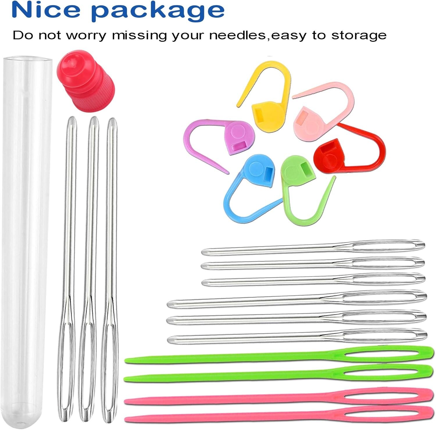Easy-Thread 26 Pcs Knitting Kit: Blunt Yarn Needles & Locking Stitch Tools