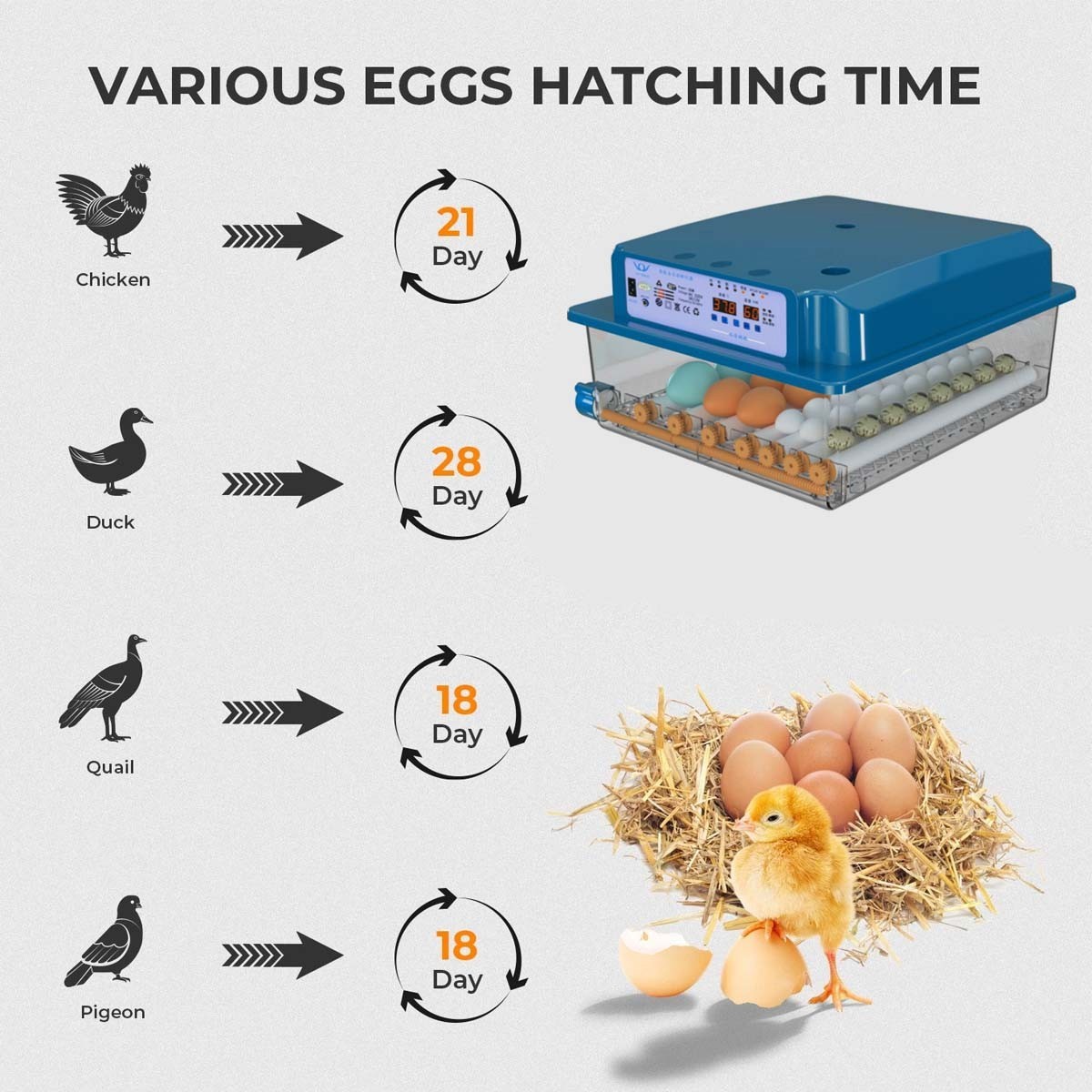 🔥For 36 Digital Egg Incubator Hatcher Automatic Egg Turning Temperature Control