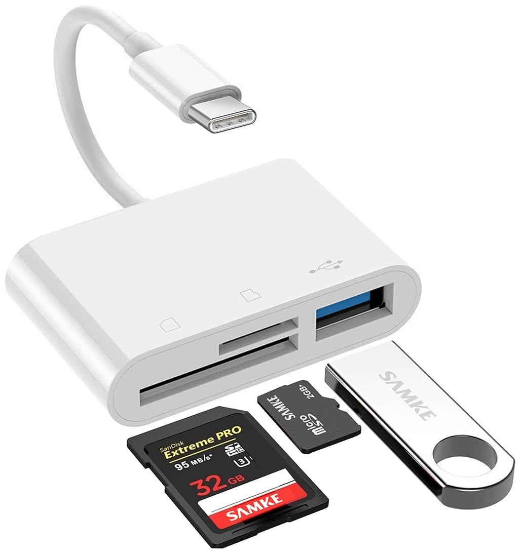 USB C SD/TF Card Reader - 3 in 1 Type C to TF/SD/USB Disk Reader Adapter