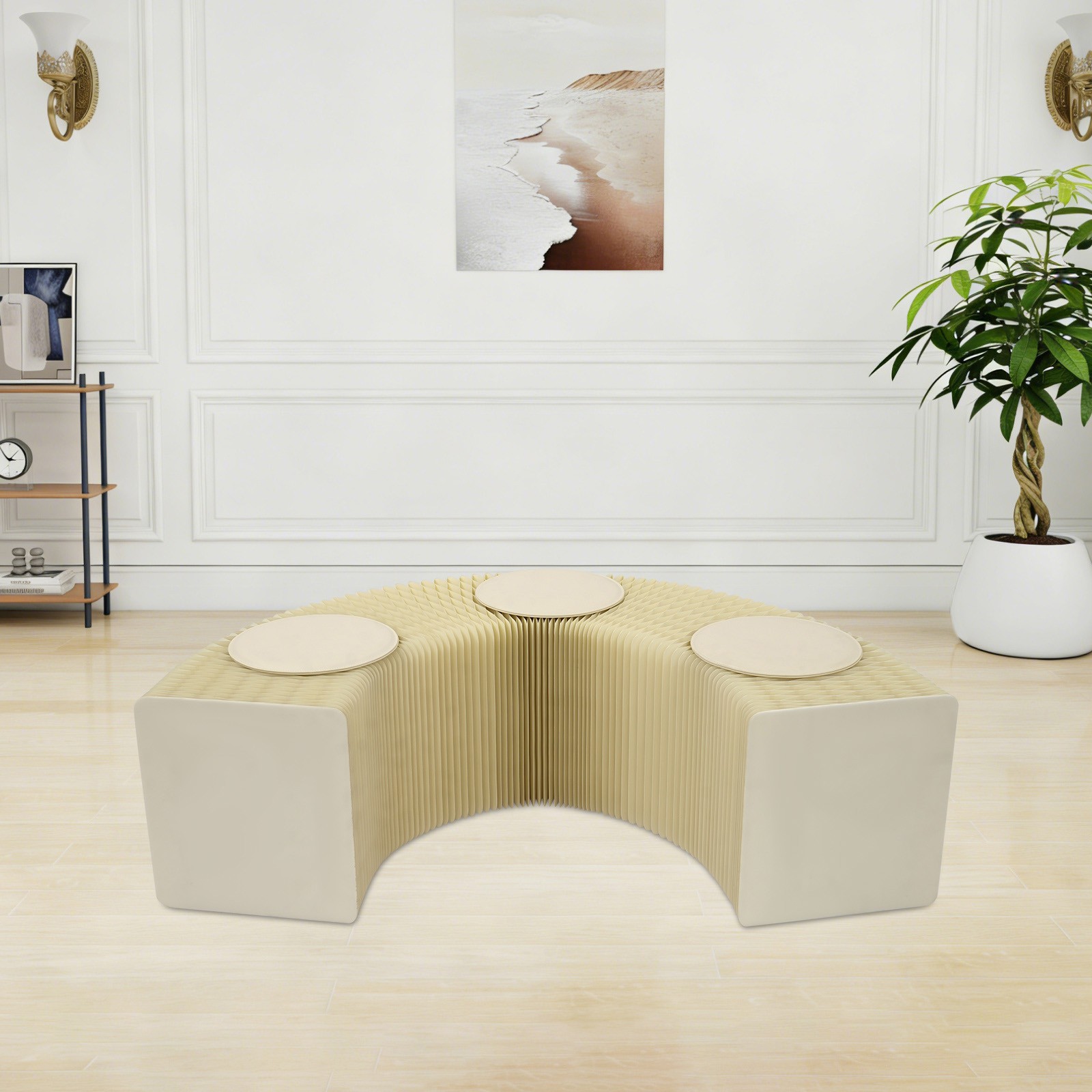 Heavy-Duty Folding Craft Bench with Cushion Foldable Shoe Changing Stool
