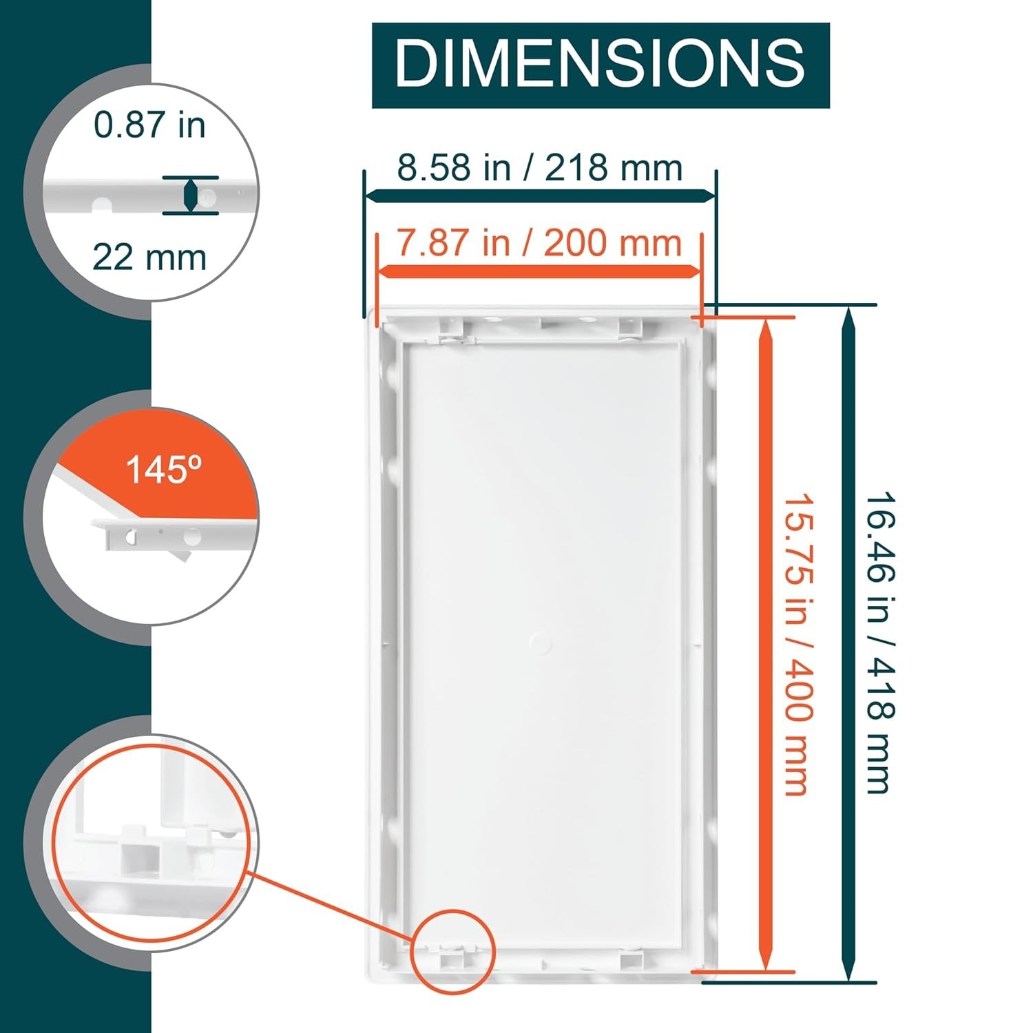 DIY 8" x 16" White Plastic Access Panel for Plumbing and Electrical Access