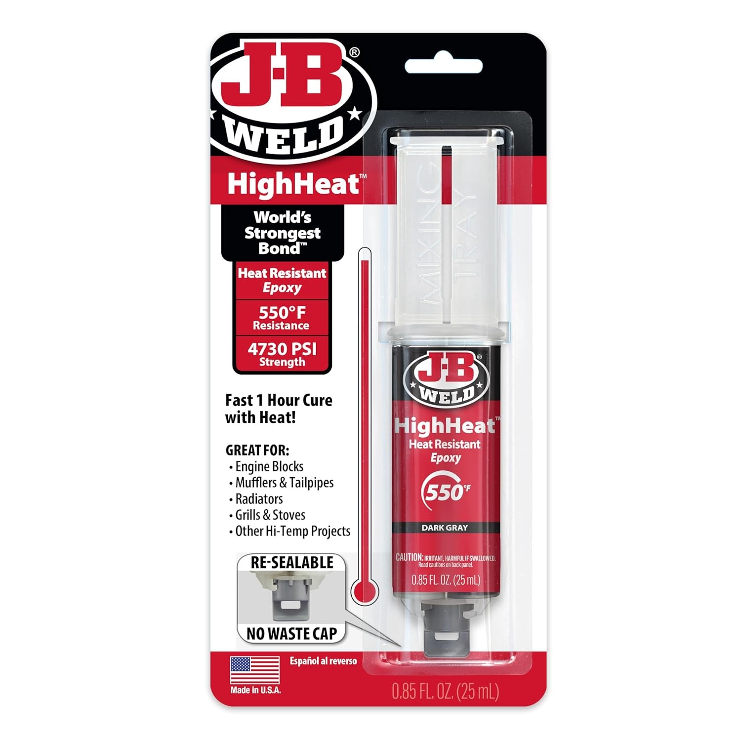 J-B Weld High Heat Epoxy Syringe, Dark Grey 25ml 1 Pack