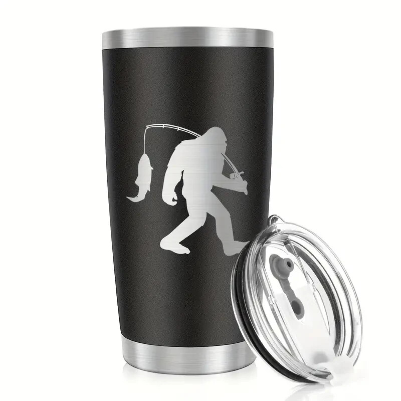 Bigfoot 20oz SS Tumbler with Lid, Bigfoot Gone Fishing Edition - Hot or Cold