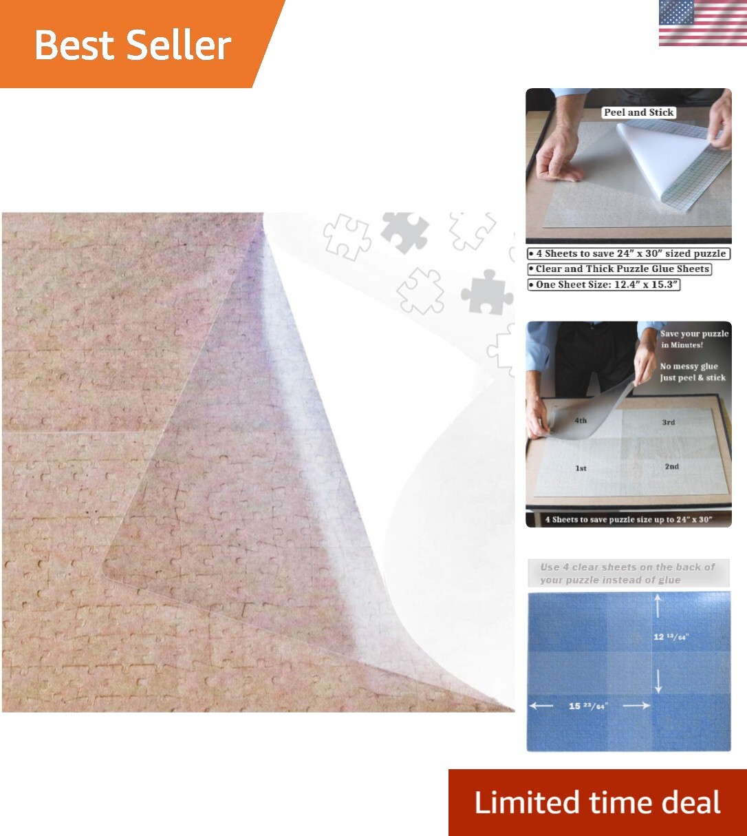 Extra Large Clear Glue Sheets for Puzzle Framing – 20 Thick Adhesive Sheets