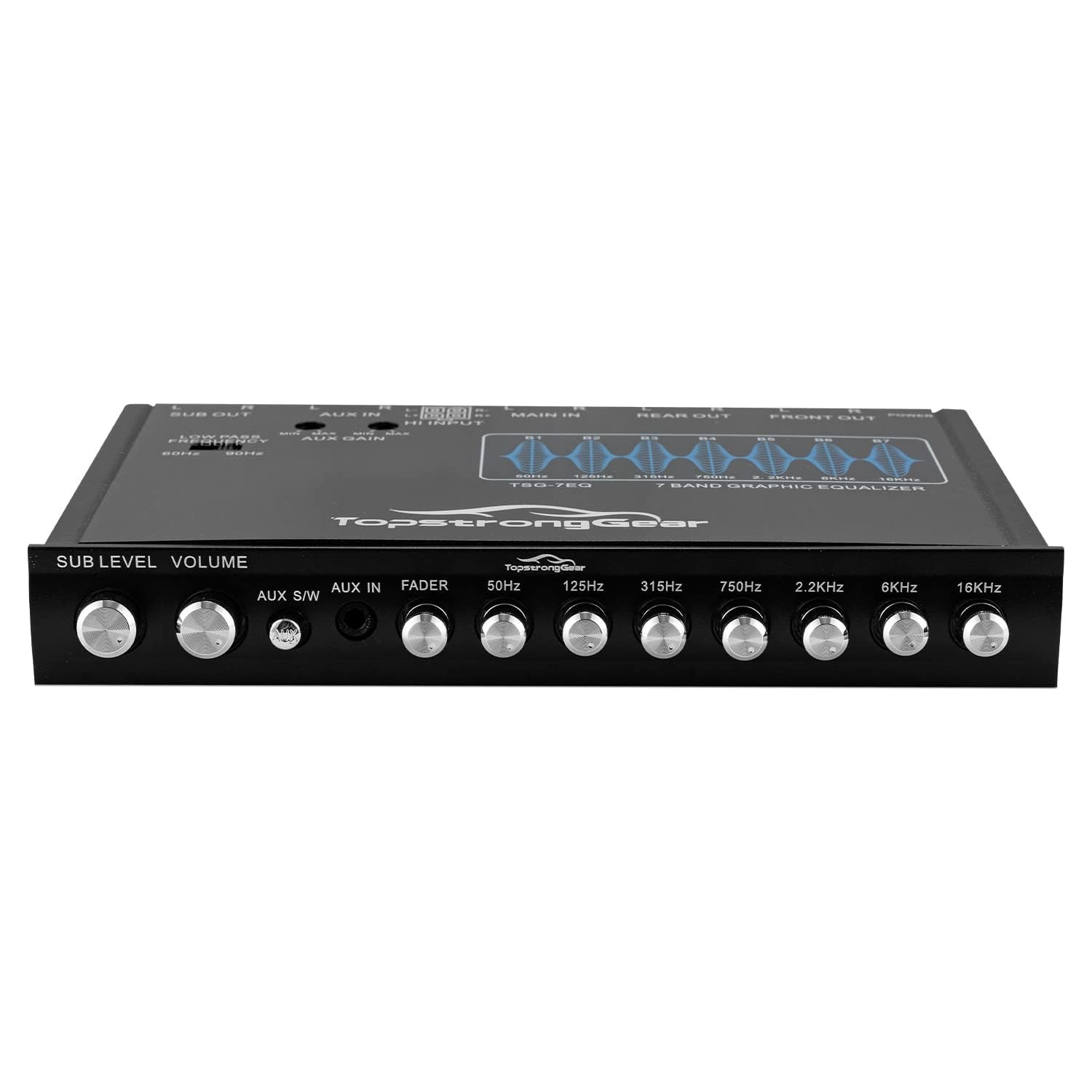 TOPSTRONGGEAR TSG7EQ 7-Band Car Audio Graphic Equalizer with Front Black