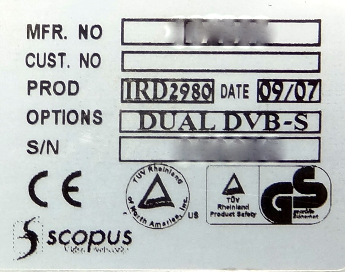 Scopus IRD-2980 Professional Receiver Decoder
