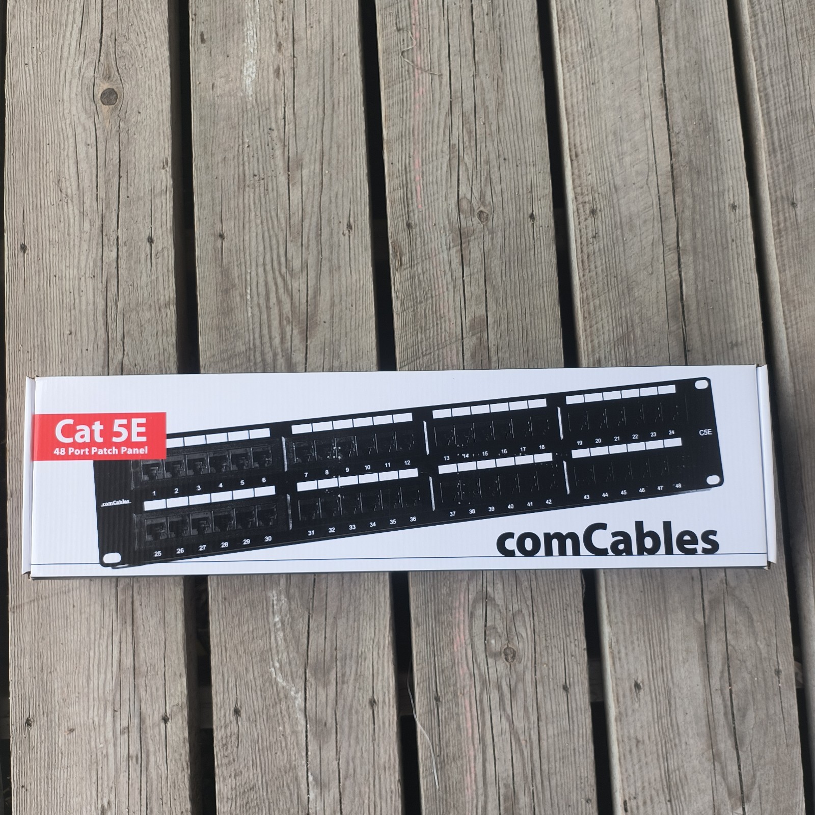 ComCables Cat 5E Patch Panel 48 Port PP-C5E-48 2U Rack Mount Black RJ45