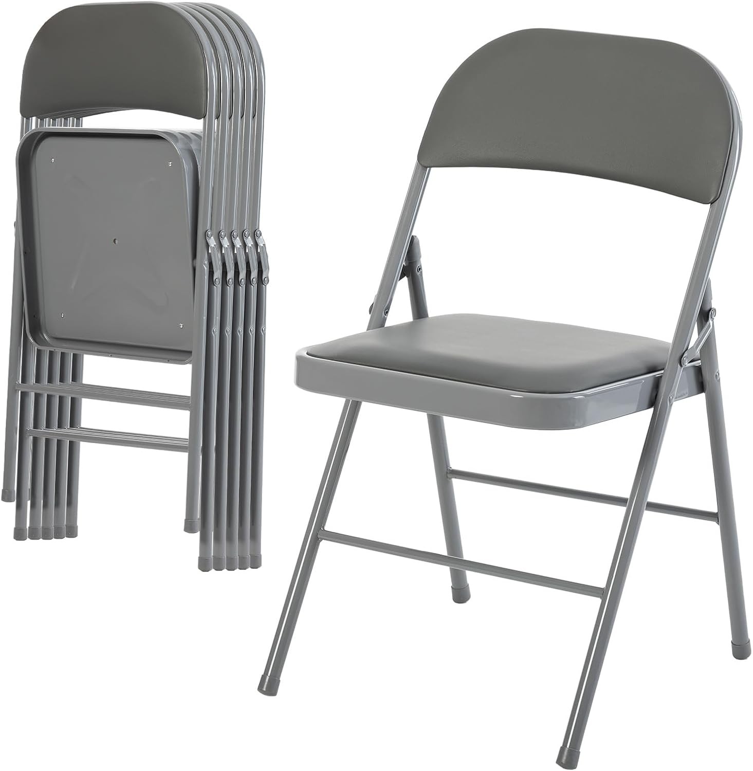 2 Pack Leather Padded Folding Chair Indoor Outdoor Portable Stackable Commercial