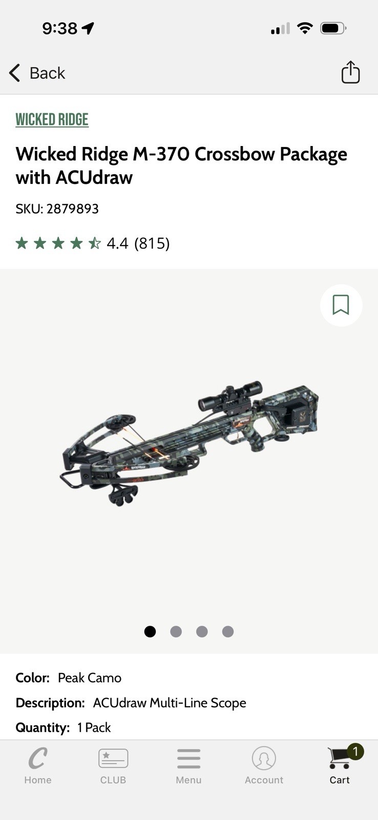 Wicked Ridge M-370 Crossbow with ACUdraw And Scope