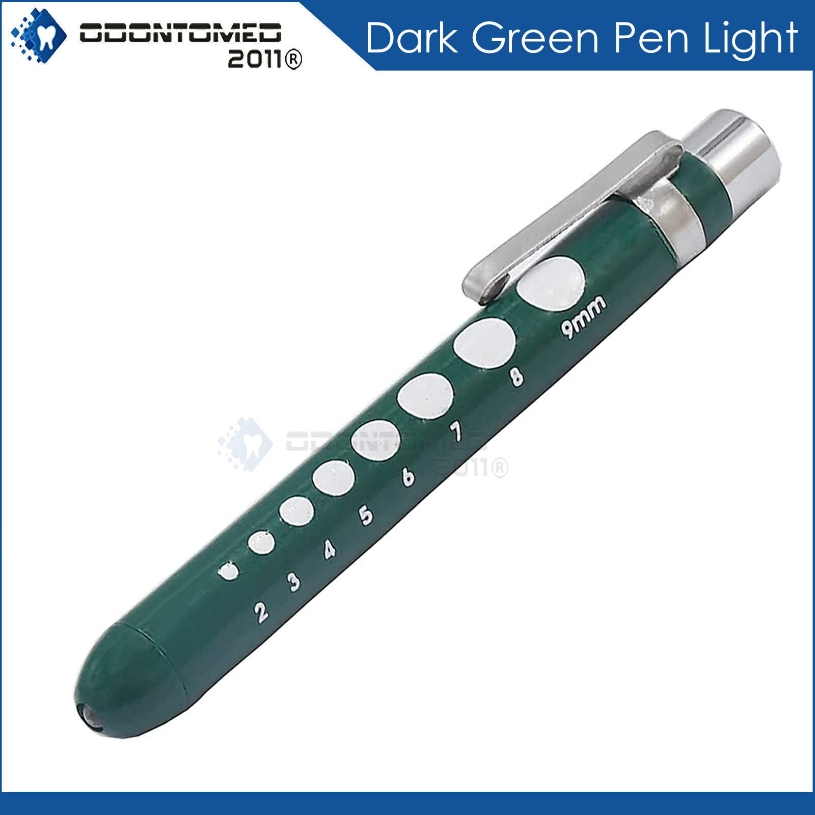 Dark Green Reusable Nurse Penlight Pocket Medical LED with Pupil Gauge PL-022