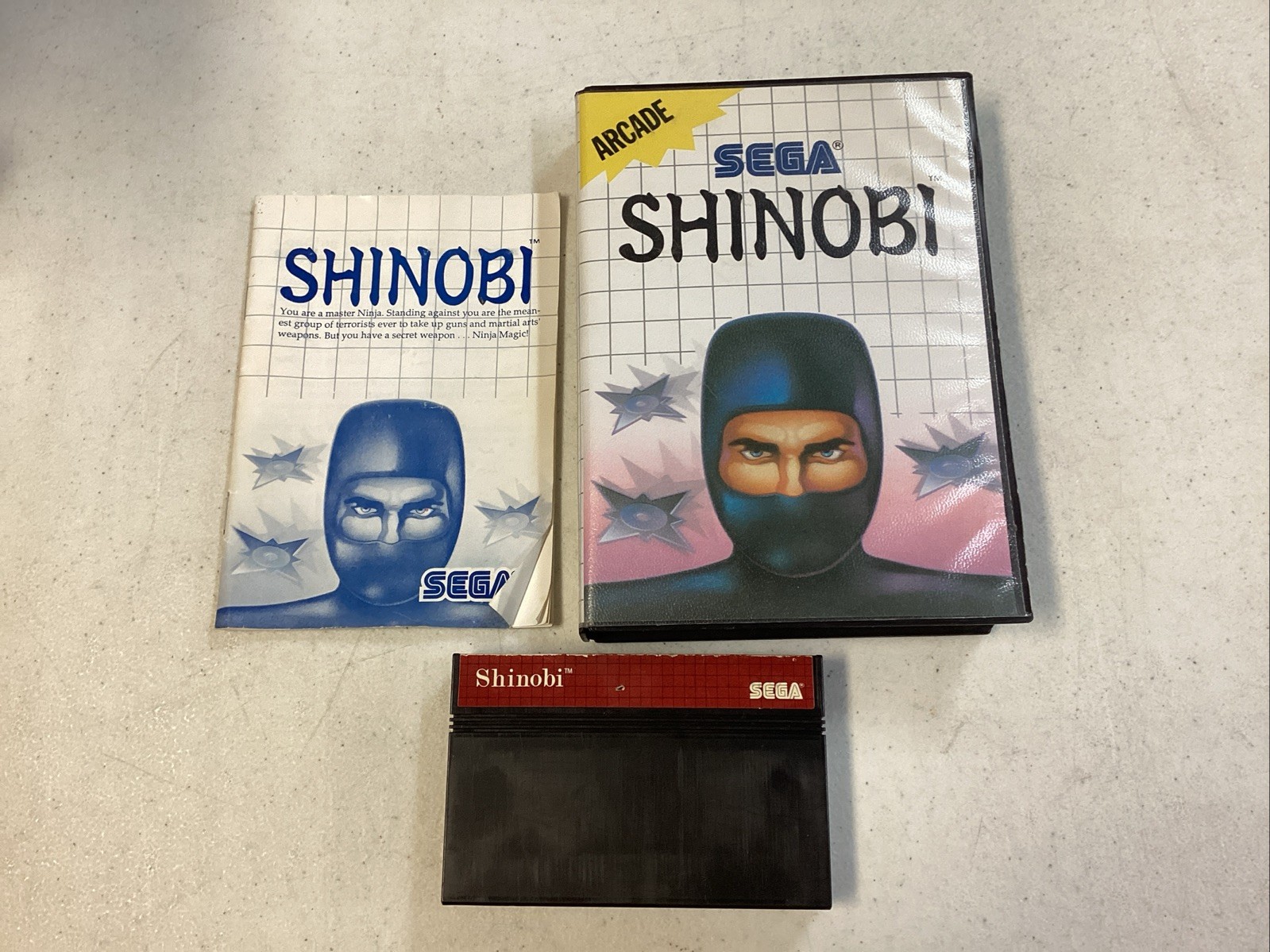 Sega Master System Shinobi 1988 CIB Manual Tested C