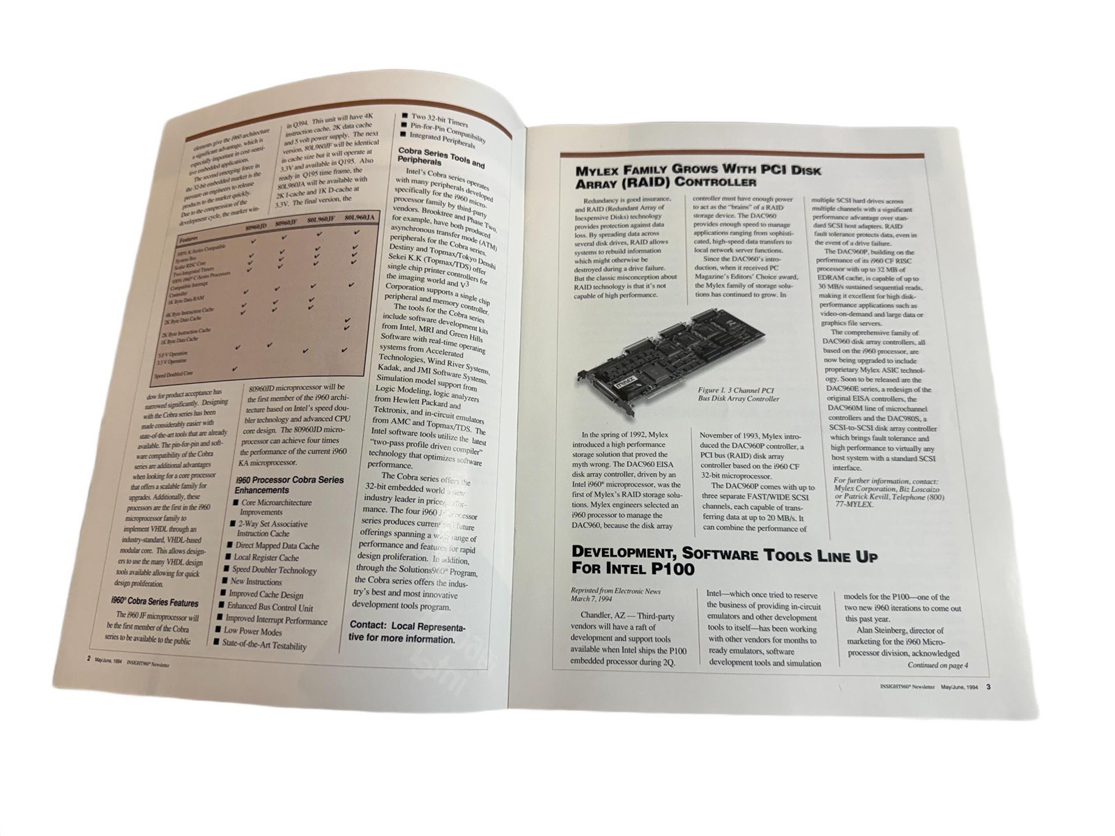 Intel 1994 i960 Jx Microprocessor "The Cobra Series" Literature Borchure