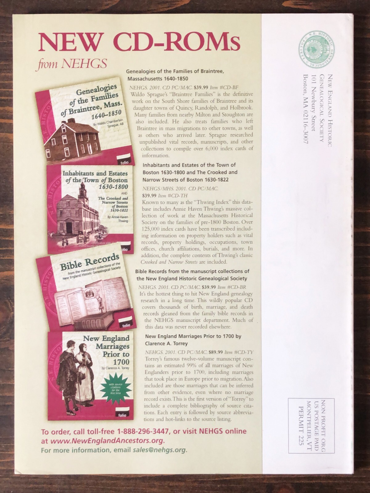 2001 New England Ancestors Magazine, Lot of 5