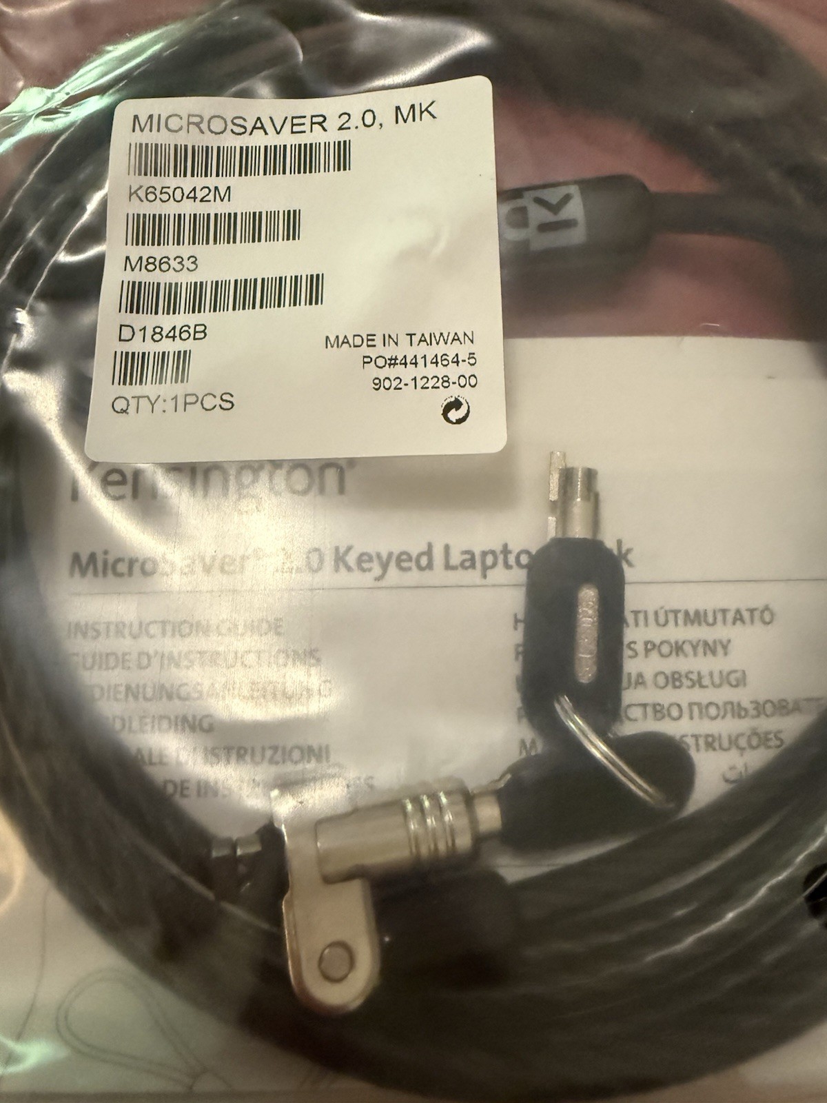 Kensington Laptop Computer MicroSaver Security Cable W/lock +Key #K65042M NEW