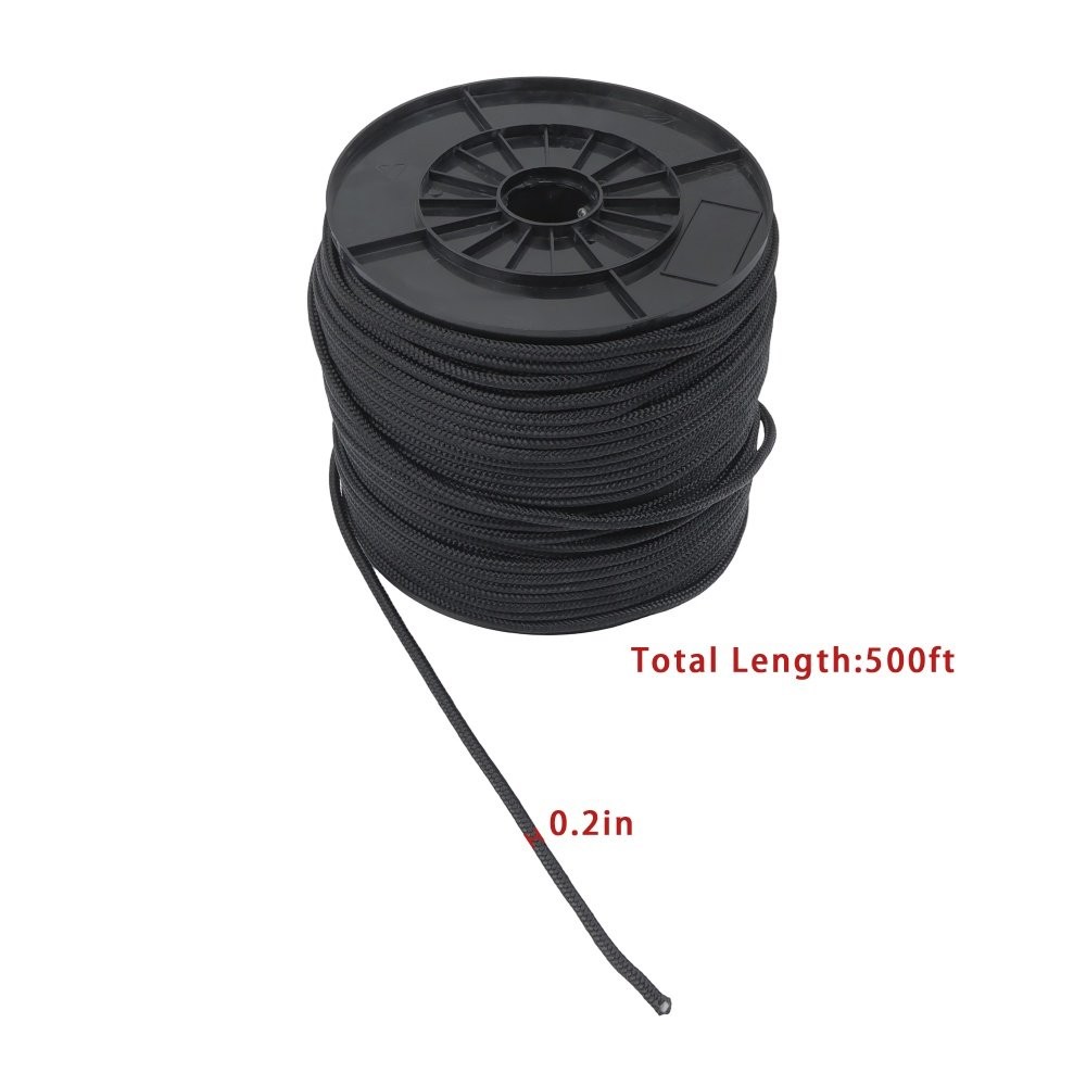 Black Nylon Solid Braid Rope Abrasion Resistance Low Stretch Dyeable Industrial