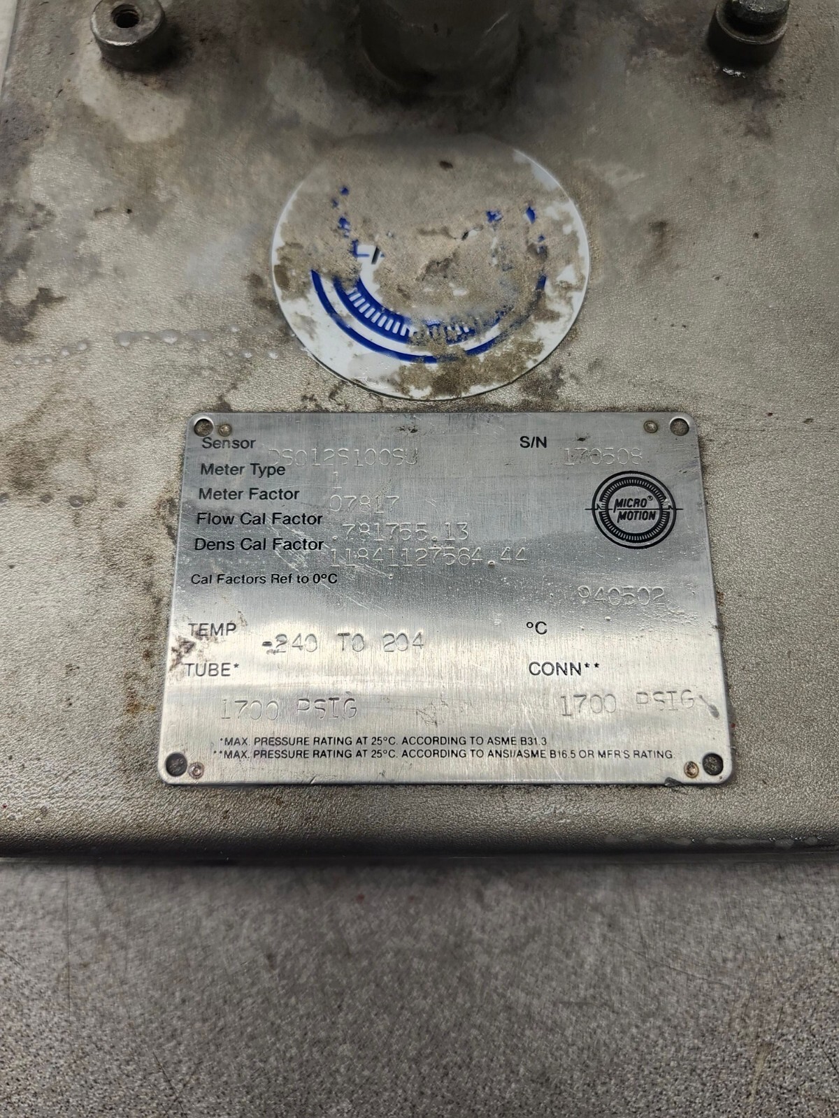USED MICRO MOTION MASS FLOW SENSOR TRANSMITTER DS012S100SU
