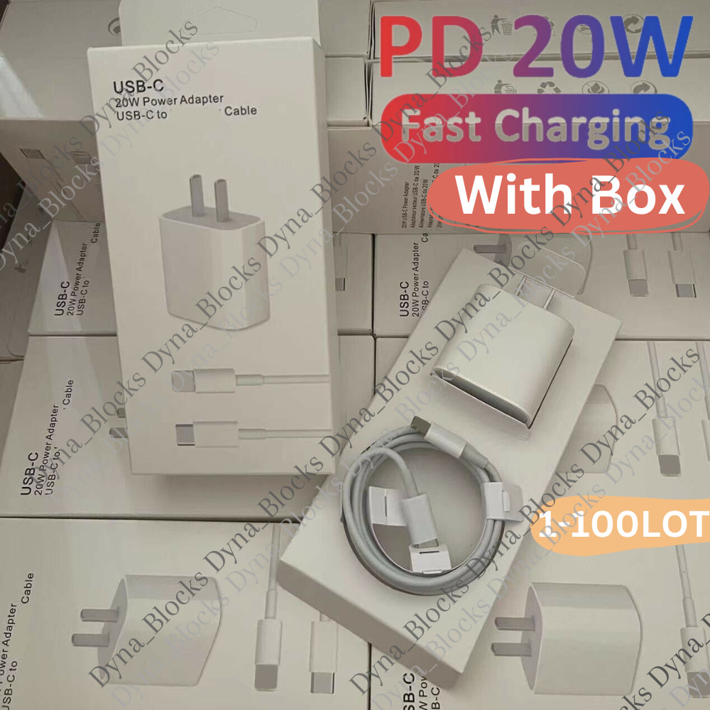 100x Lot 20W USB C Fast Charger Type C Power Adapter PD Cable For iPhone 14 13 8
