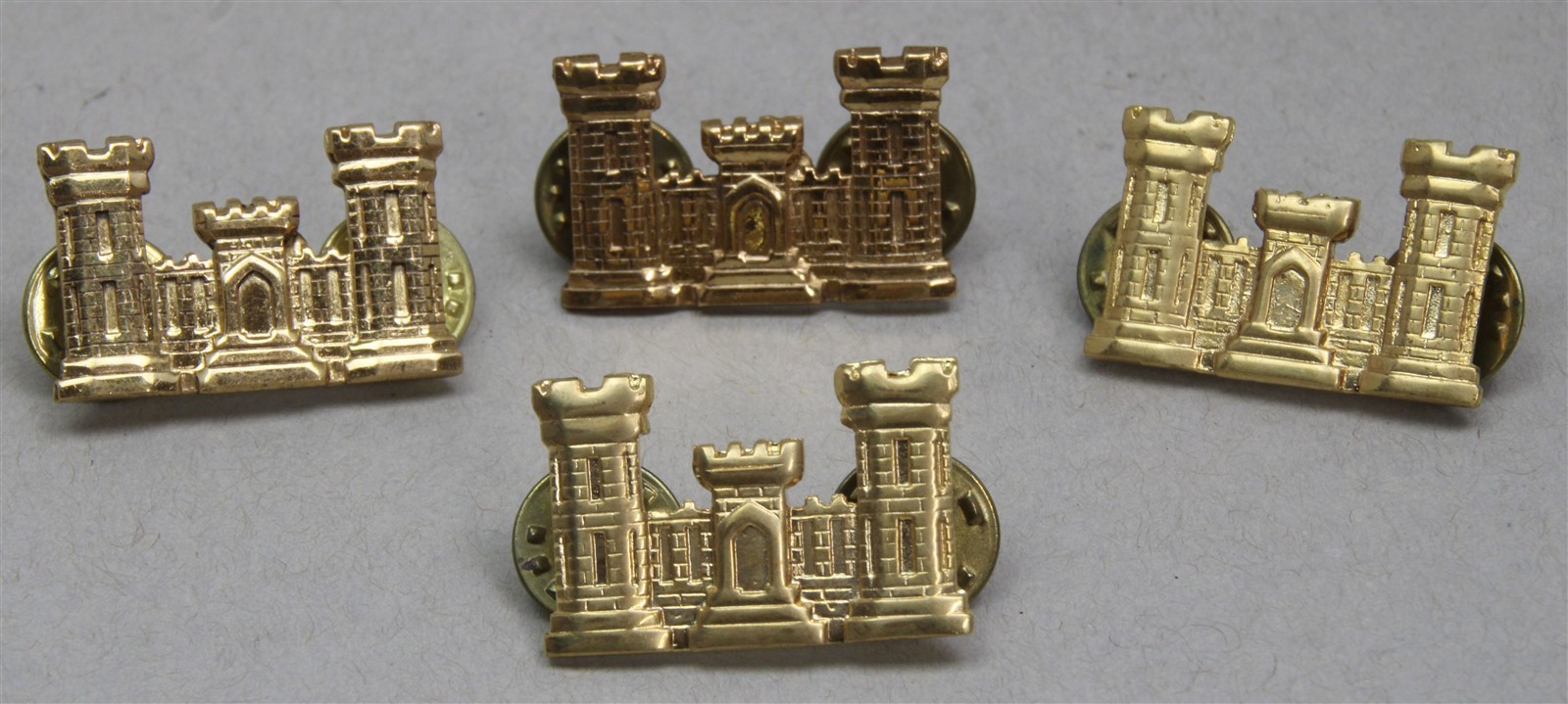 Set/4 Vietnam Era US ARMY Corps of Engineers Gold-Tone Insignia Pins NOS by LIGI