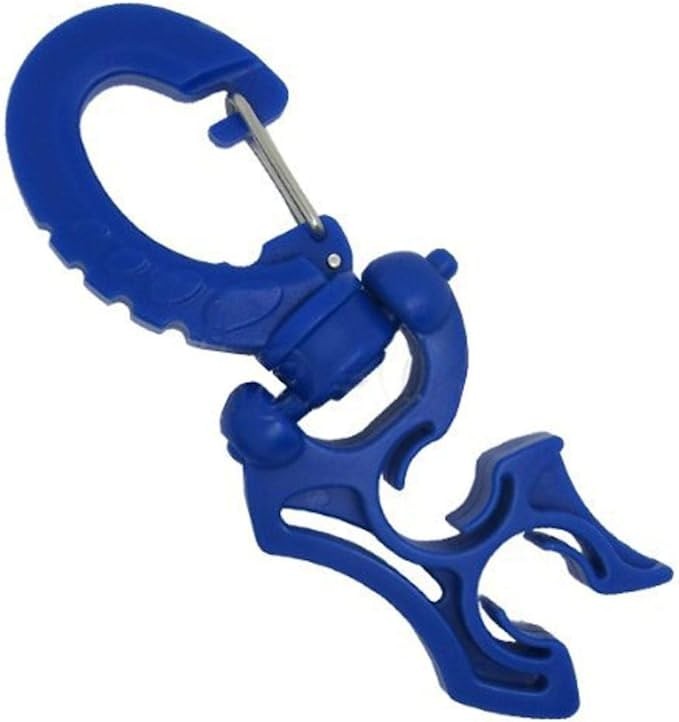 Scuba Diving Double Hose Holder with Clip - Blue