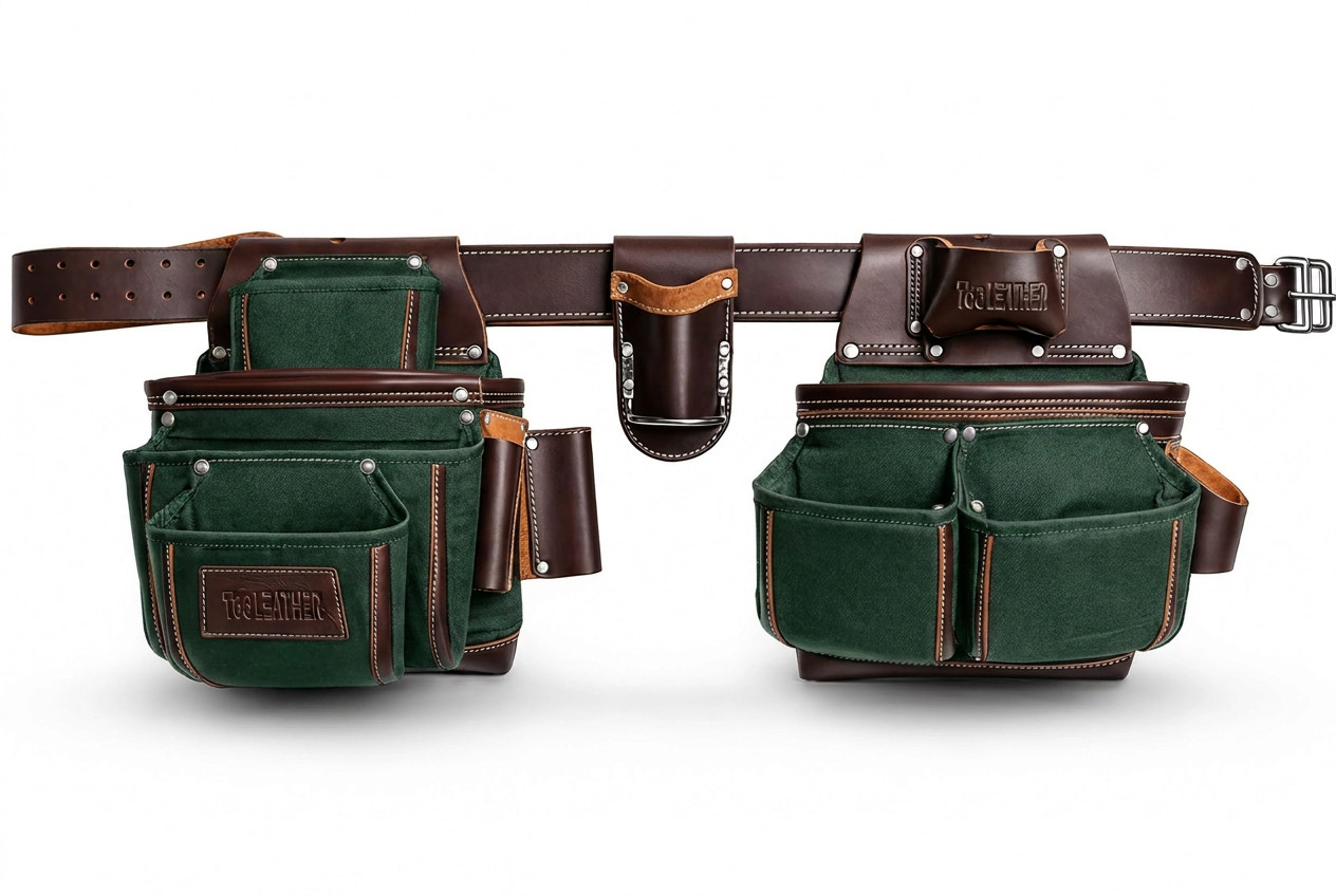 Leather Nylon Tool Belt 22 Pocket Carpenter Electrician Framer Heavy Duty Rig