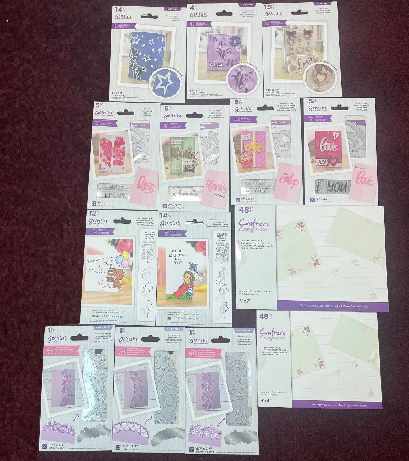 Lot of 14 Crafters Companion Gemini Dies Stamps Flower Create A Card Papercraft