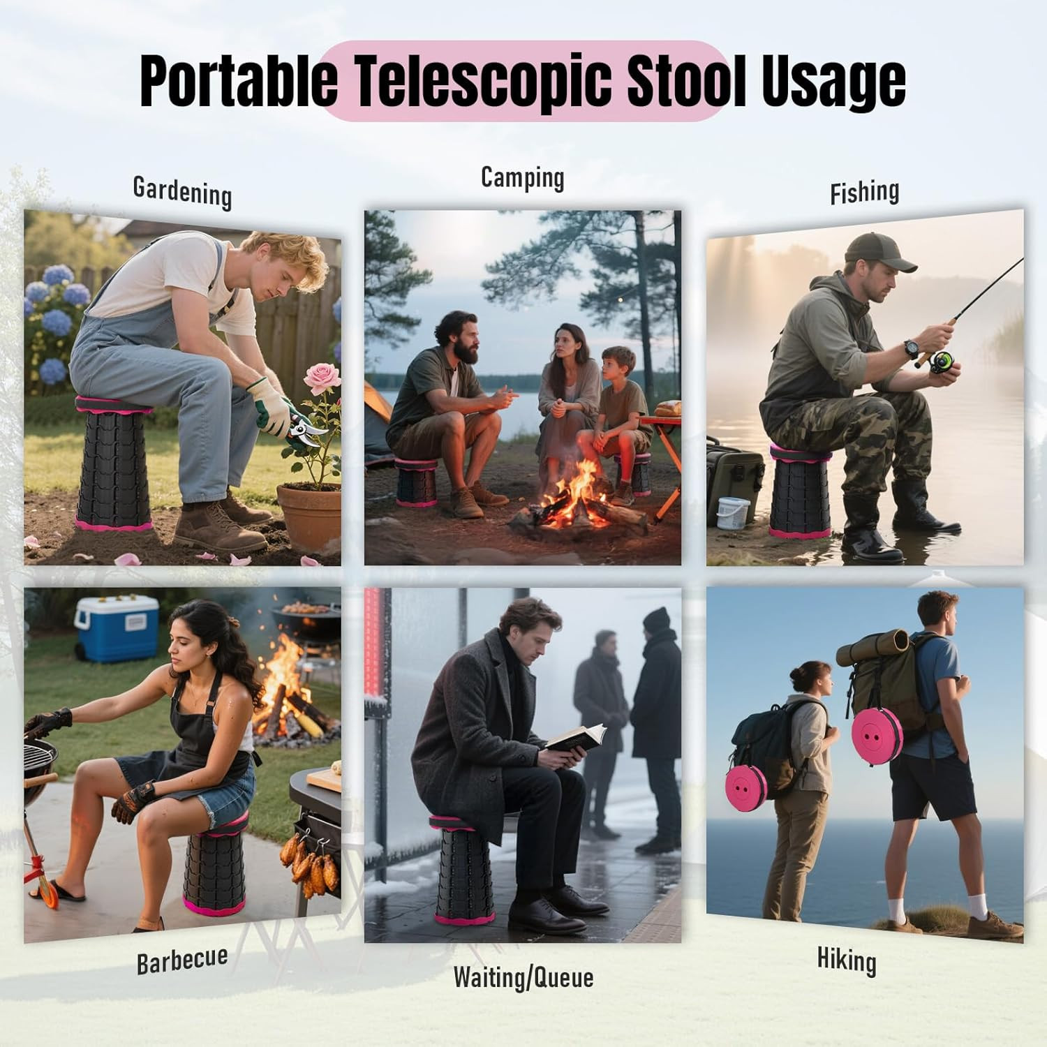 Upgraded Foldable Stool Thickened, Portable Collapsible Stool Retractable Stool