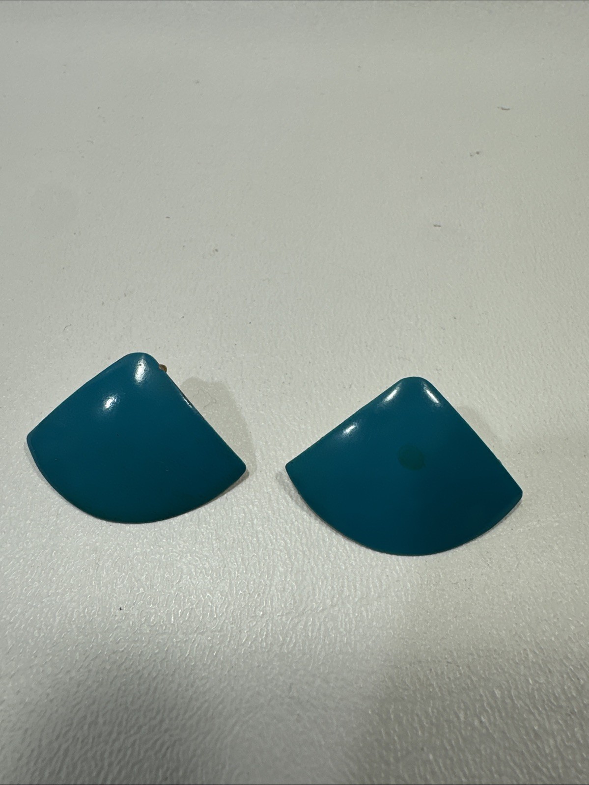 Vintage Triangular Teal Geometric Abstract Statement Earrings Jewelry