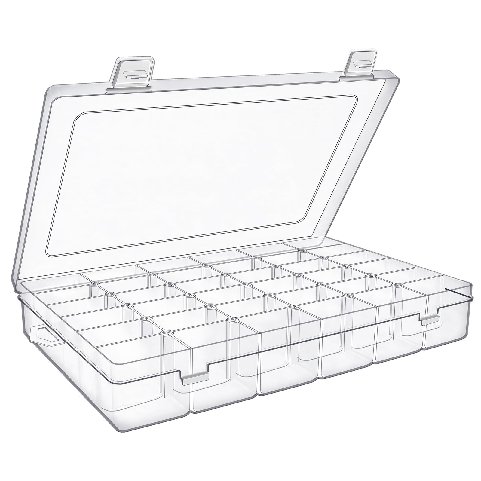 1 Pack 36 Grids Plastic Organizer Container with Adjustable Dividers, Large C...