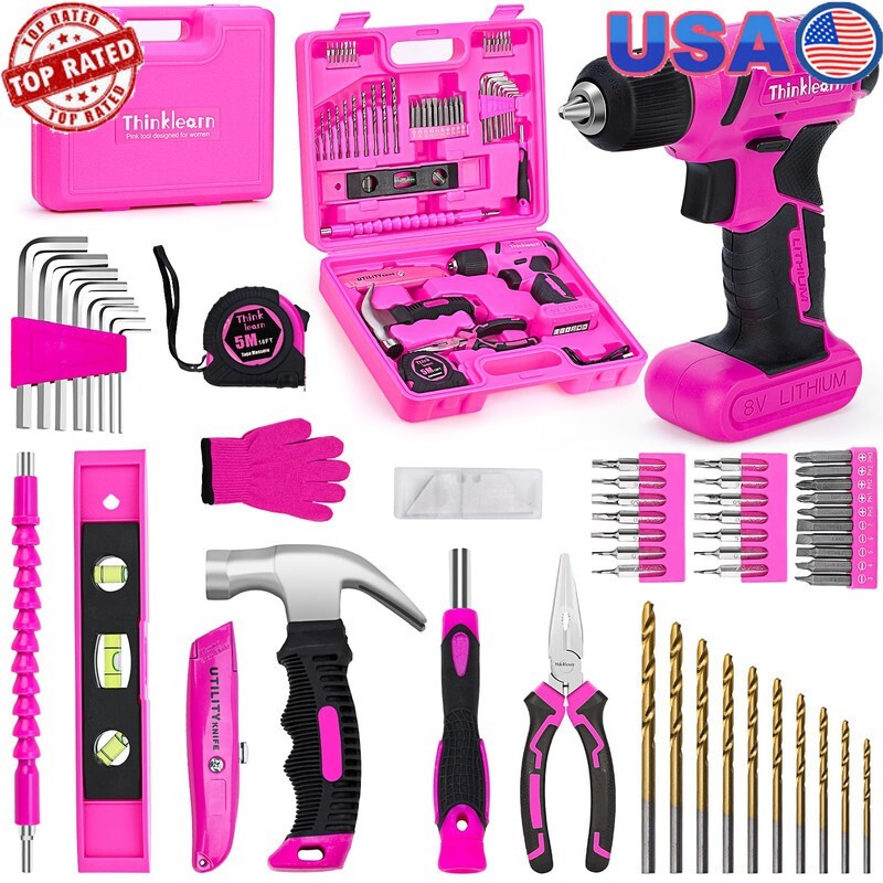 Cordless Drill Tool Set 8V with Power Drill 64PCS 3/8" Keyless Chuck US